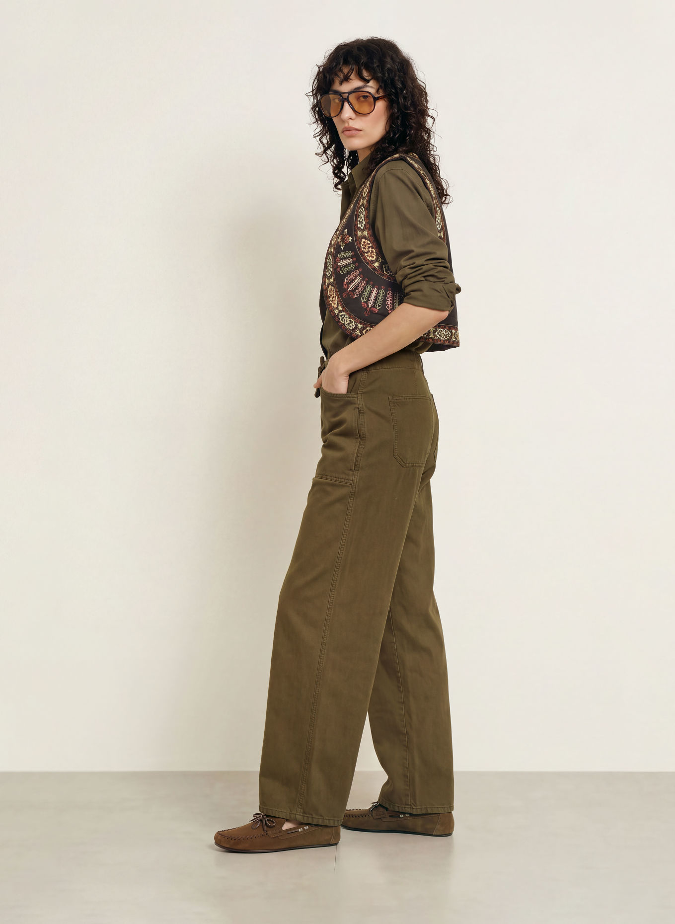 ba&sh Mom džíny COCY: green khaki