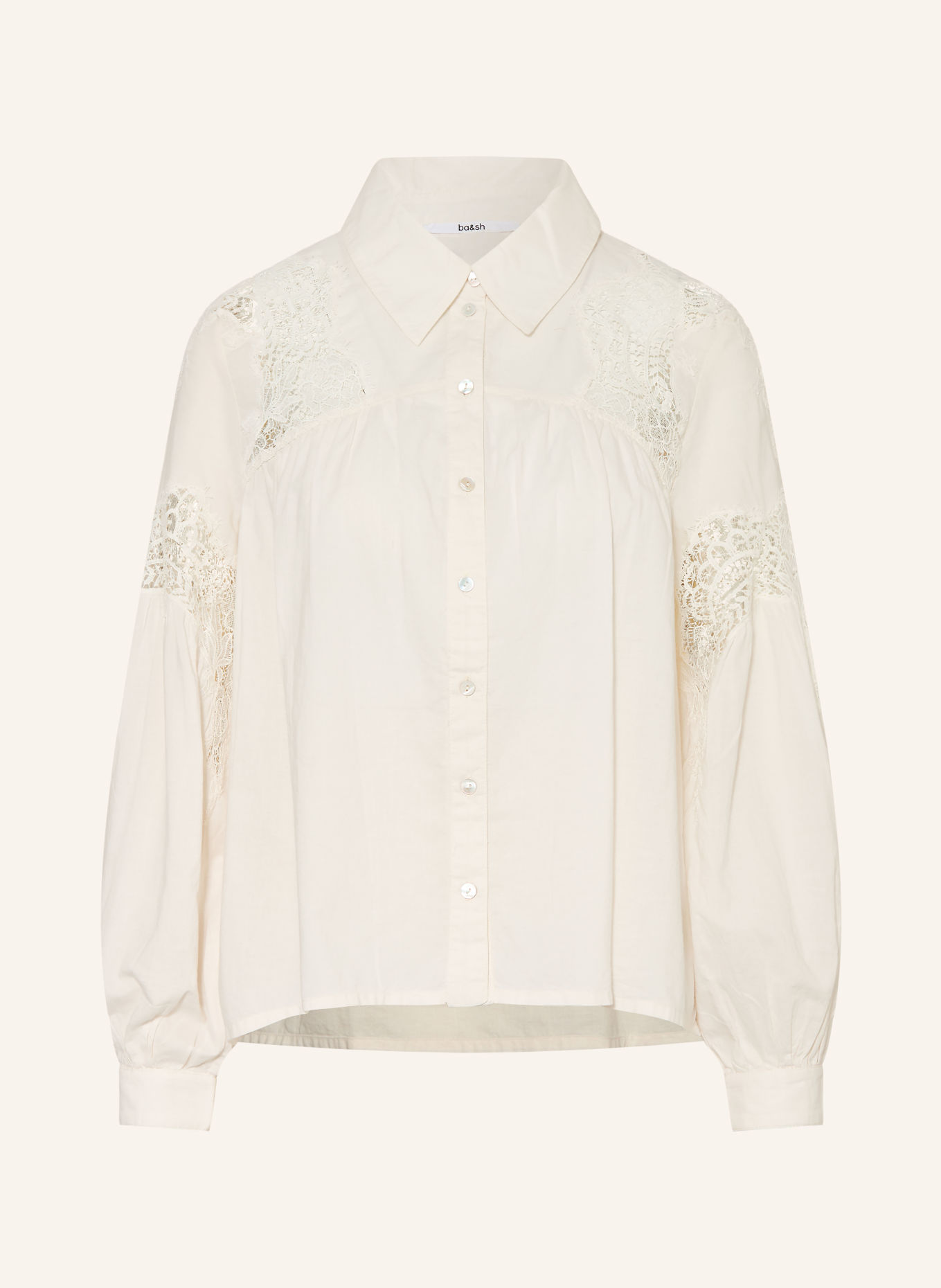 ba&sh ROSEANNE Shirt blouse with Lace: CREAM