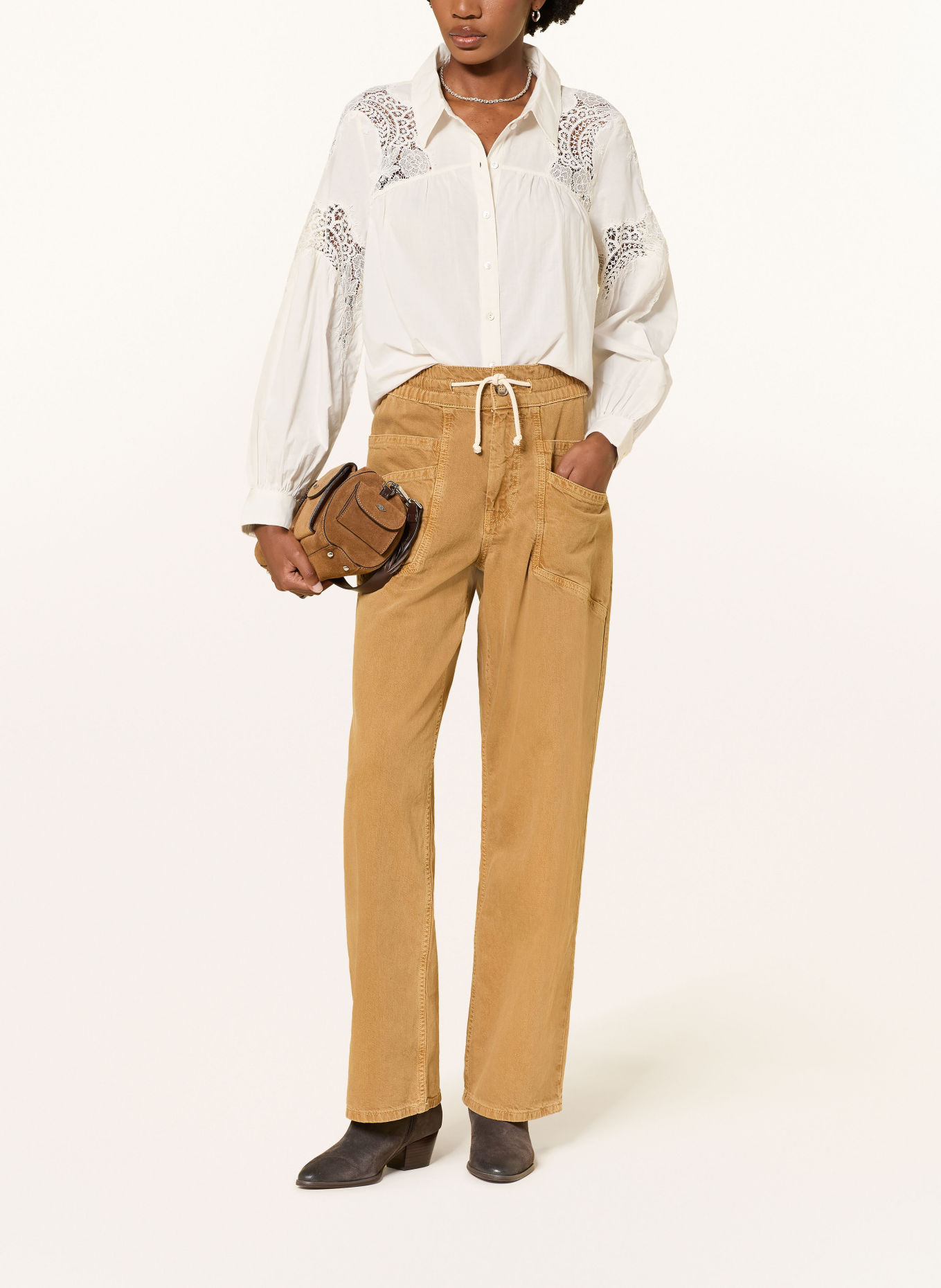 ba&sh ROSEANNE Shirt blouse with Lace: CREAM