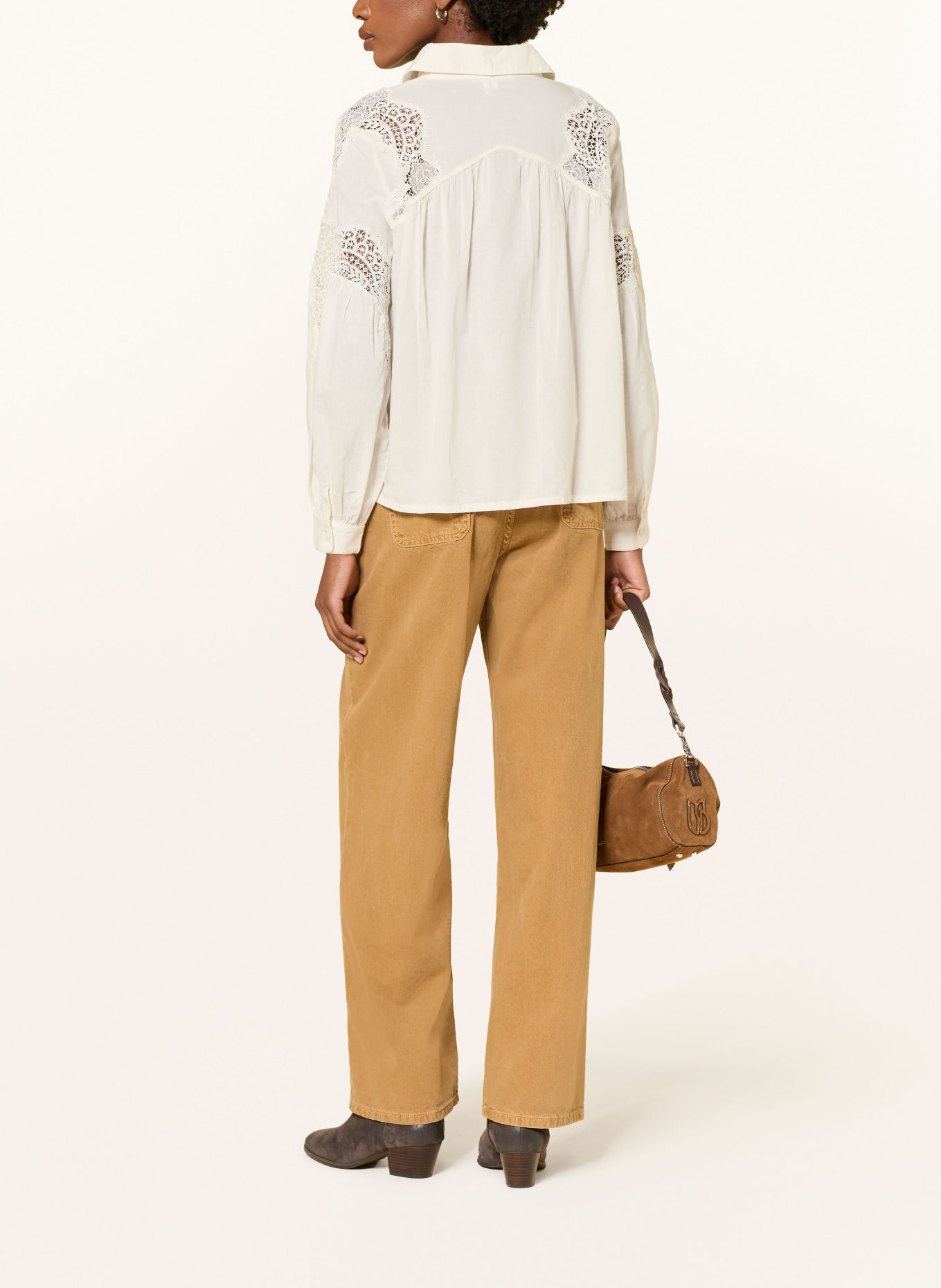 ba&sh ROSEANNE Shirt blouse with Lace: CREAM