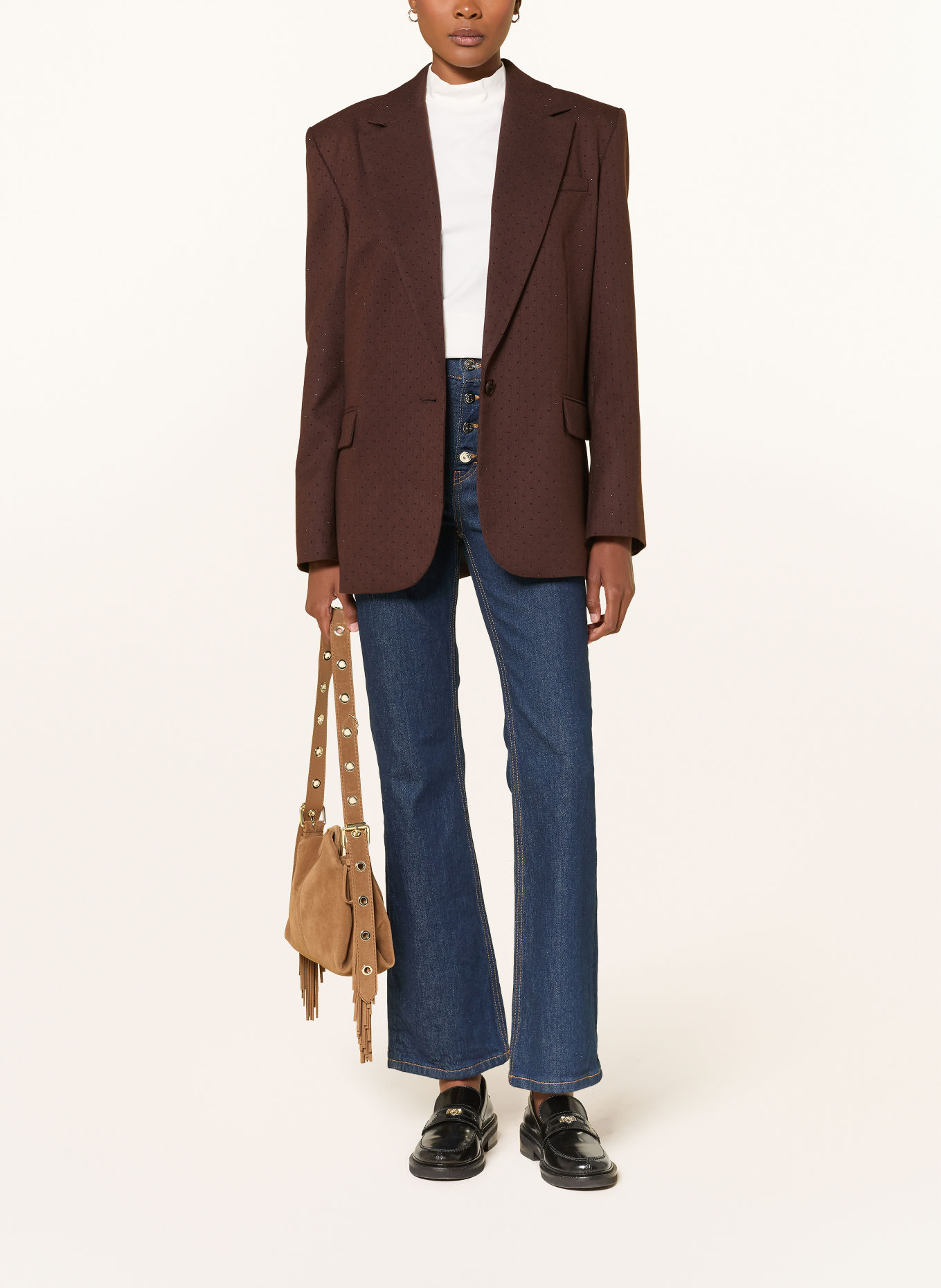 maje Blazer mit Schmucksteinen: DUNKELBRAUN