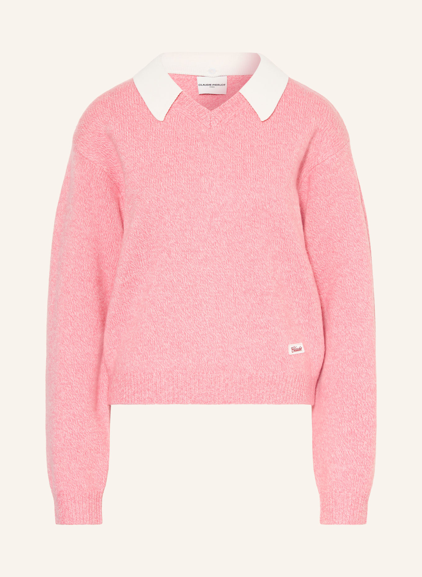 CLAUDIE PIERLOT Pullover mit abnehmbarem Kragen: PINK / ECRU