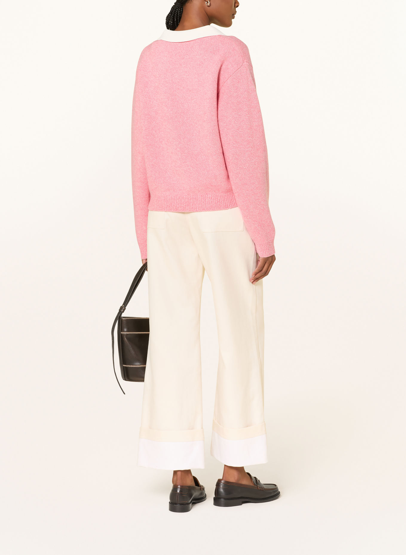 CLAUDIE PIERLOT Pullover mit abnehmbarem Kragen: PINK / ECRU