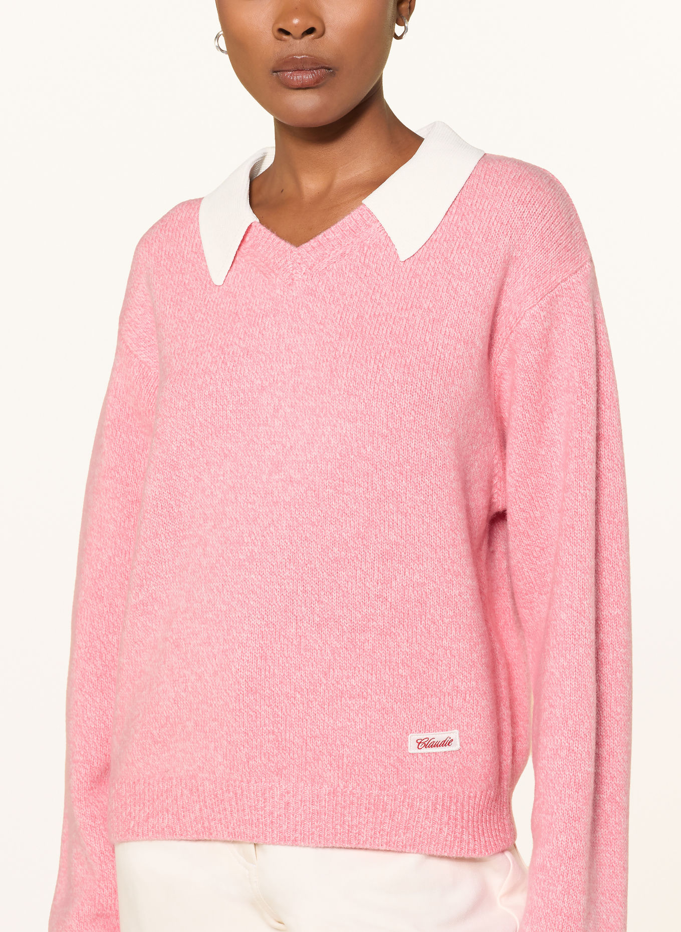 CLAUDIE PIERLOT Pullover mit abnehmbarem Kragen: PINK / ECRU