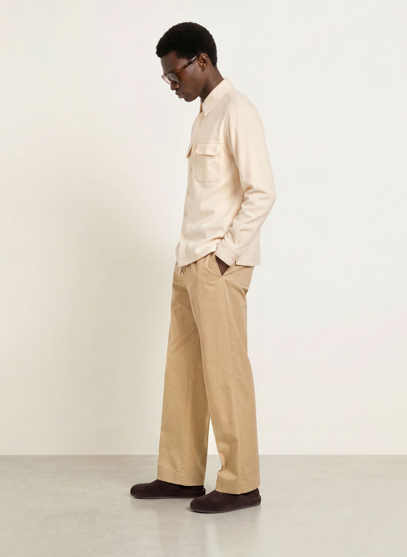 SANDRO Flanellhemd Regular Fit: CREME