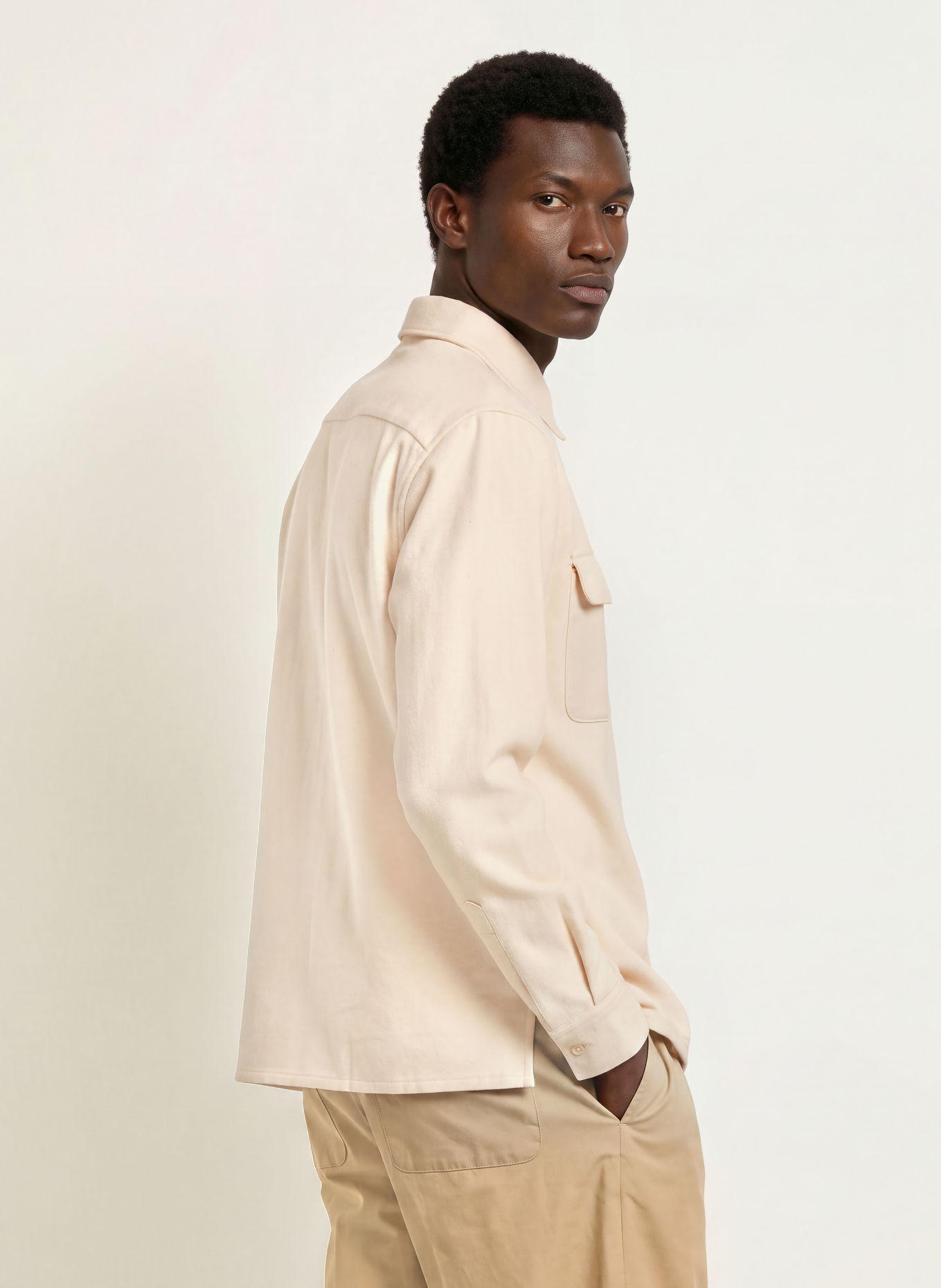 SANDRO Flanellhemd Regular Fit: CREME