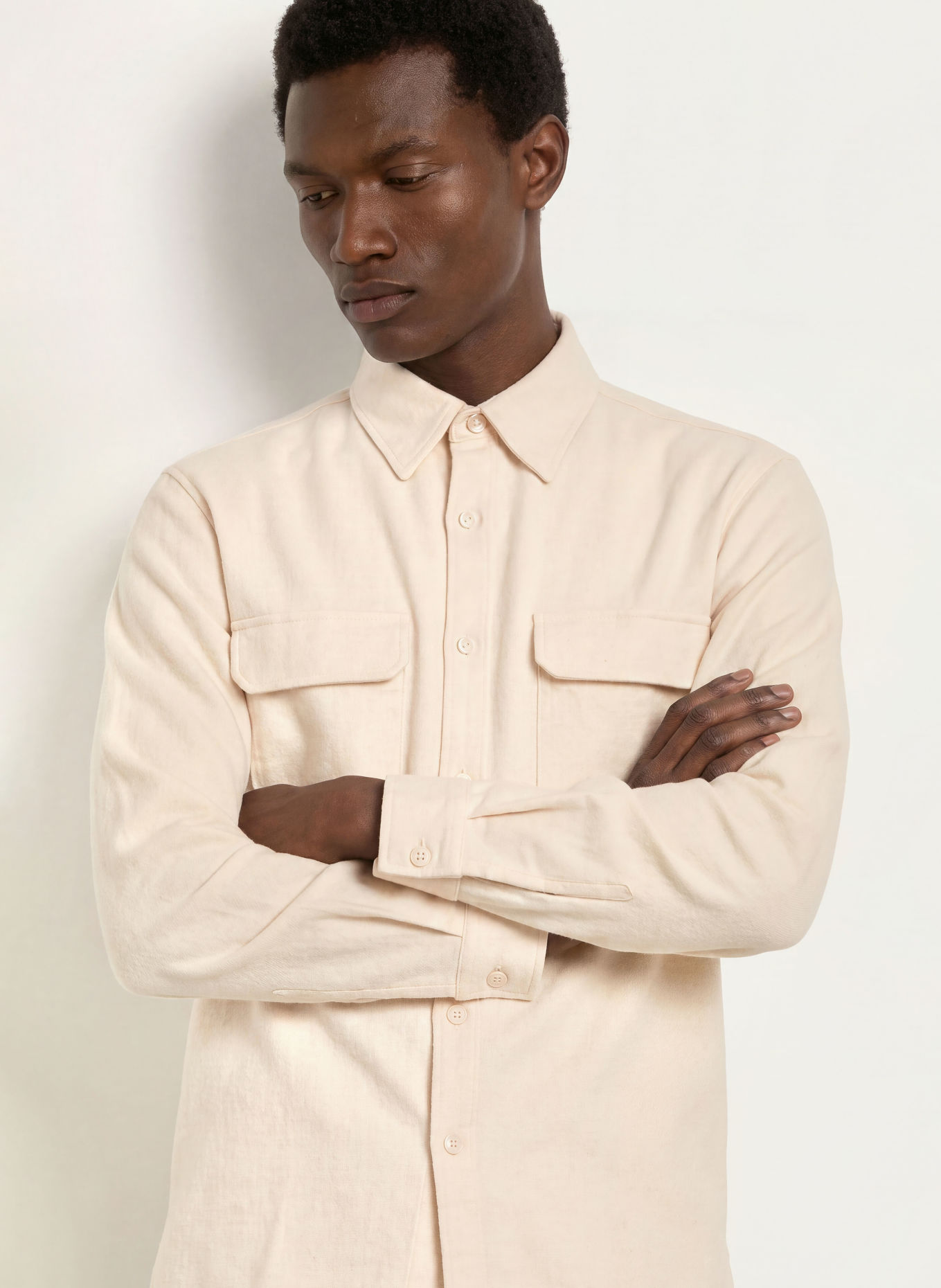 SANDRO Flanellhemd Regular Fit: CREME