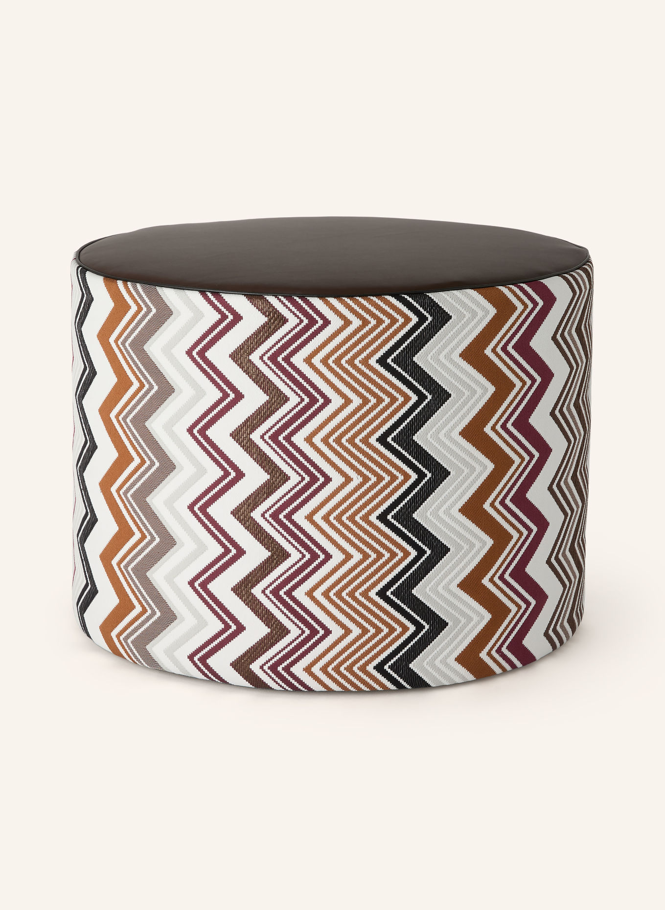 MISSONI Home PANTELLERIA Pouf: BROWN / DARK RED / WHITE