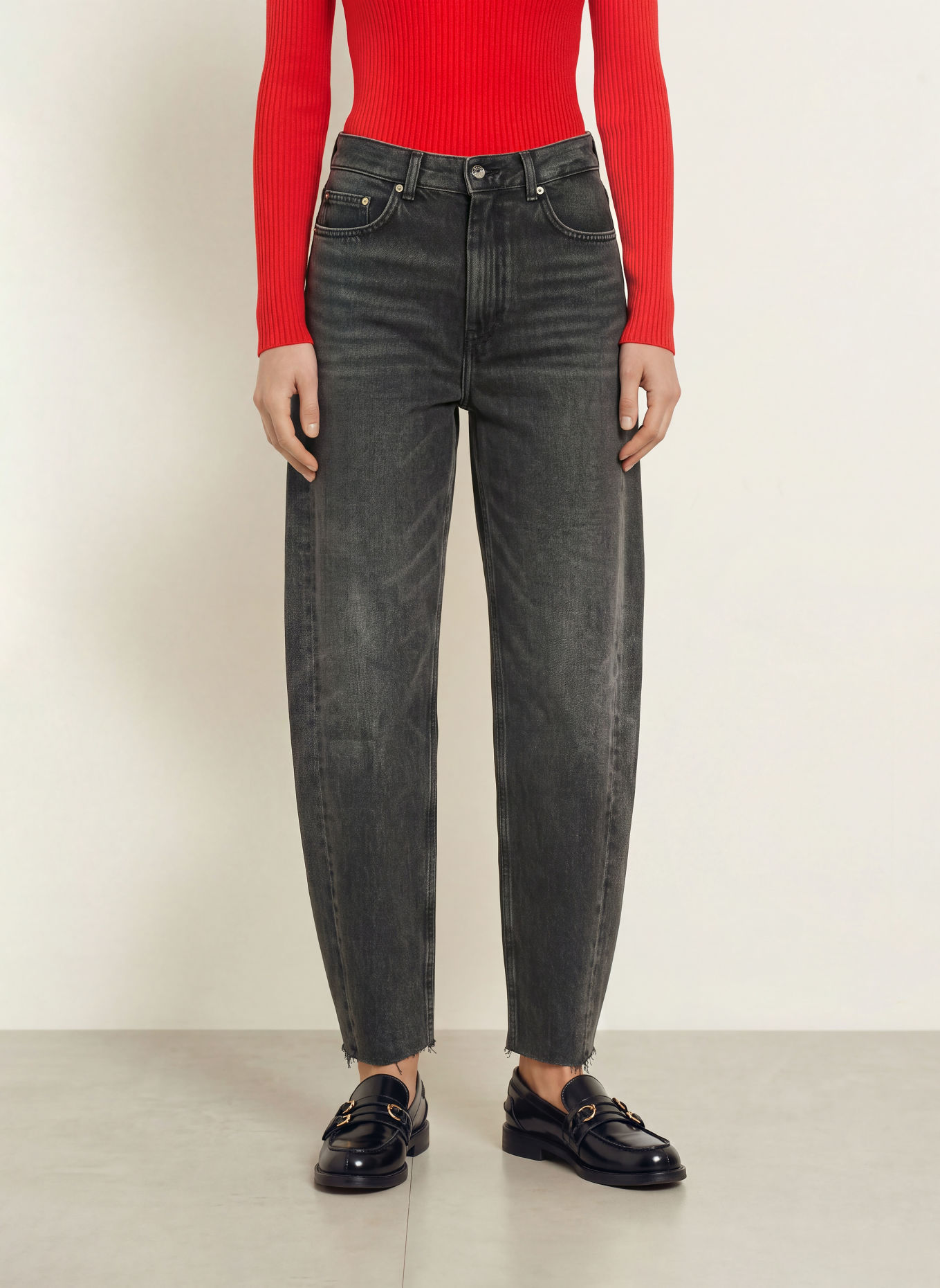 SANDRO Barrel Jeans: 240 DARK GREY