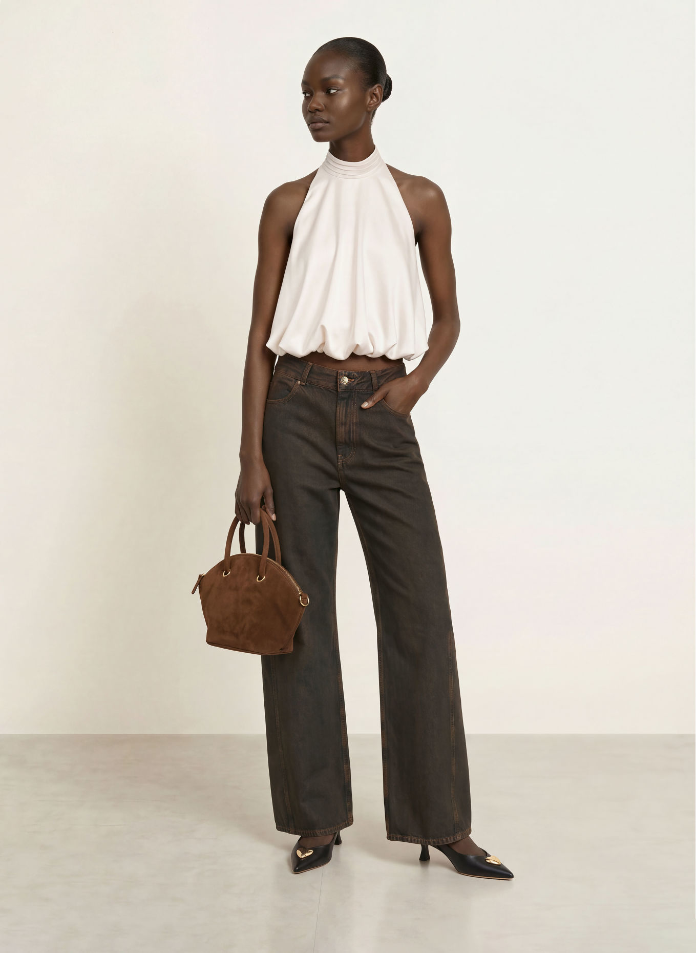CLAUDIE PIERLOT Blusentop aus Satin: ECRU