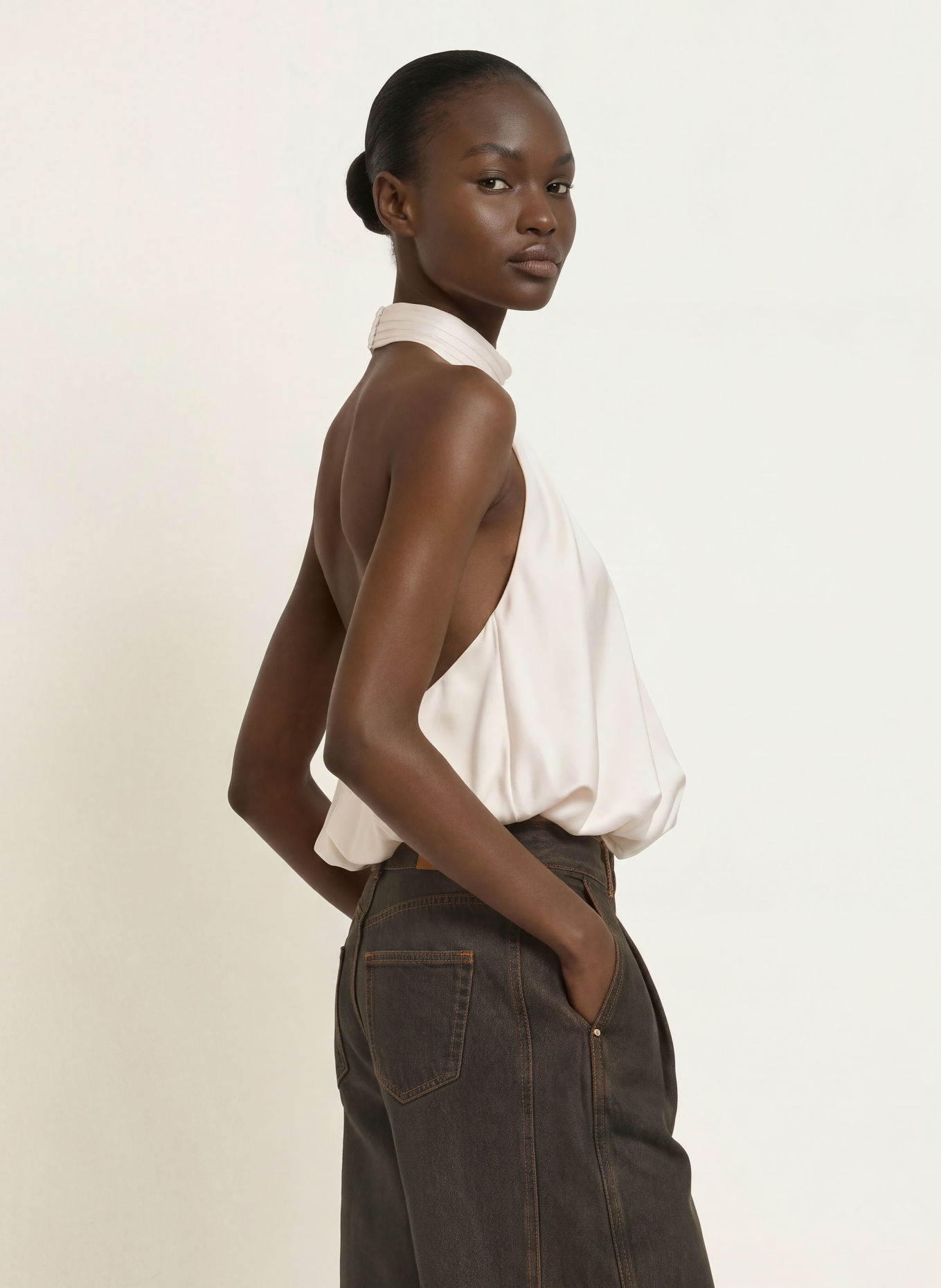 CLAUDIE PIERLOT Blusentop aus Satin: ECRU