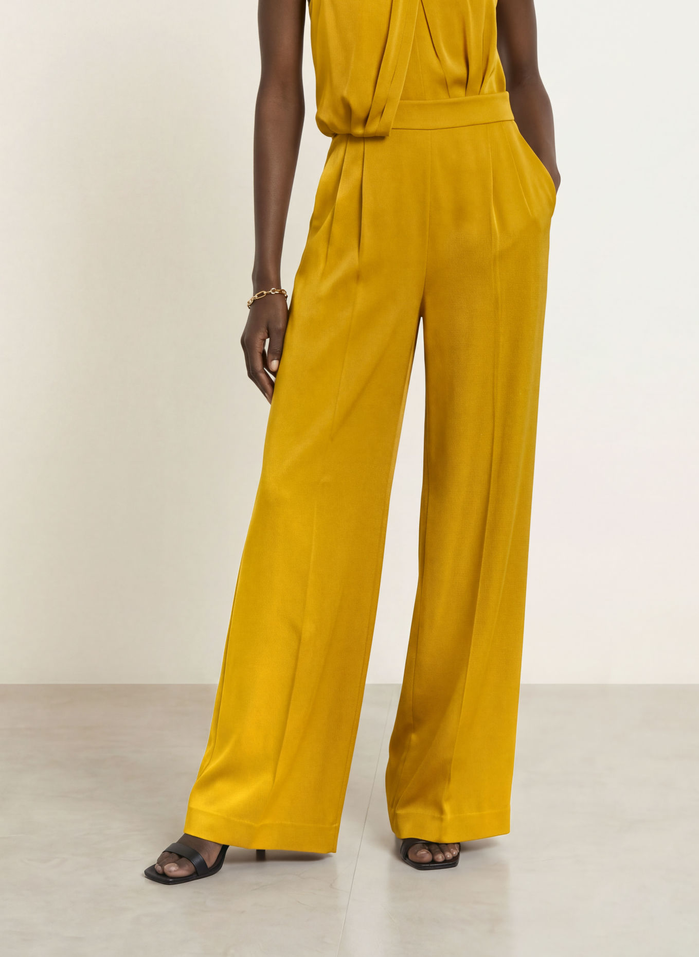 REISS FINLEY Satin Jumpsuit: DARK YELLOW