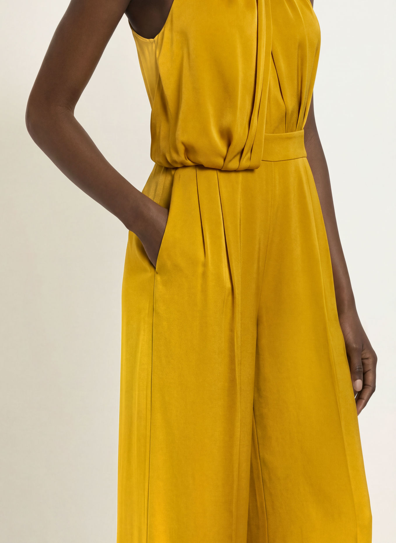 REISS FINLEY Satin Jumpsuit: DARK YELLOW