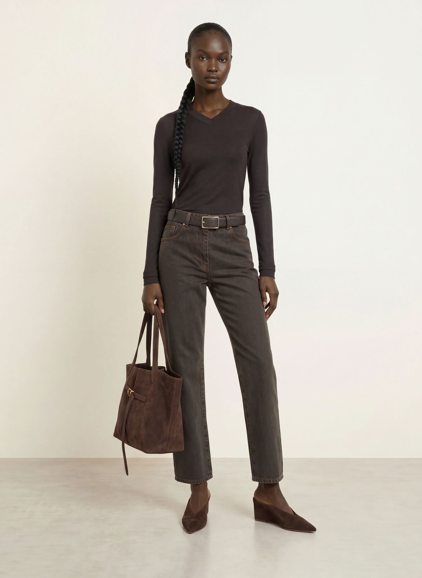REISS Longsleeve BRODY: MARRON FONCÉ