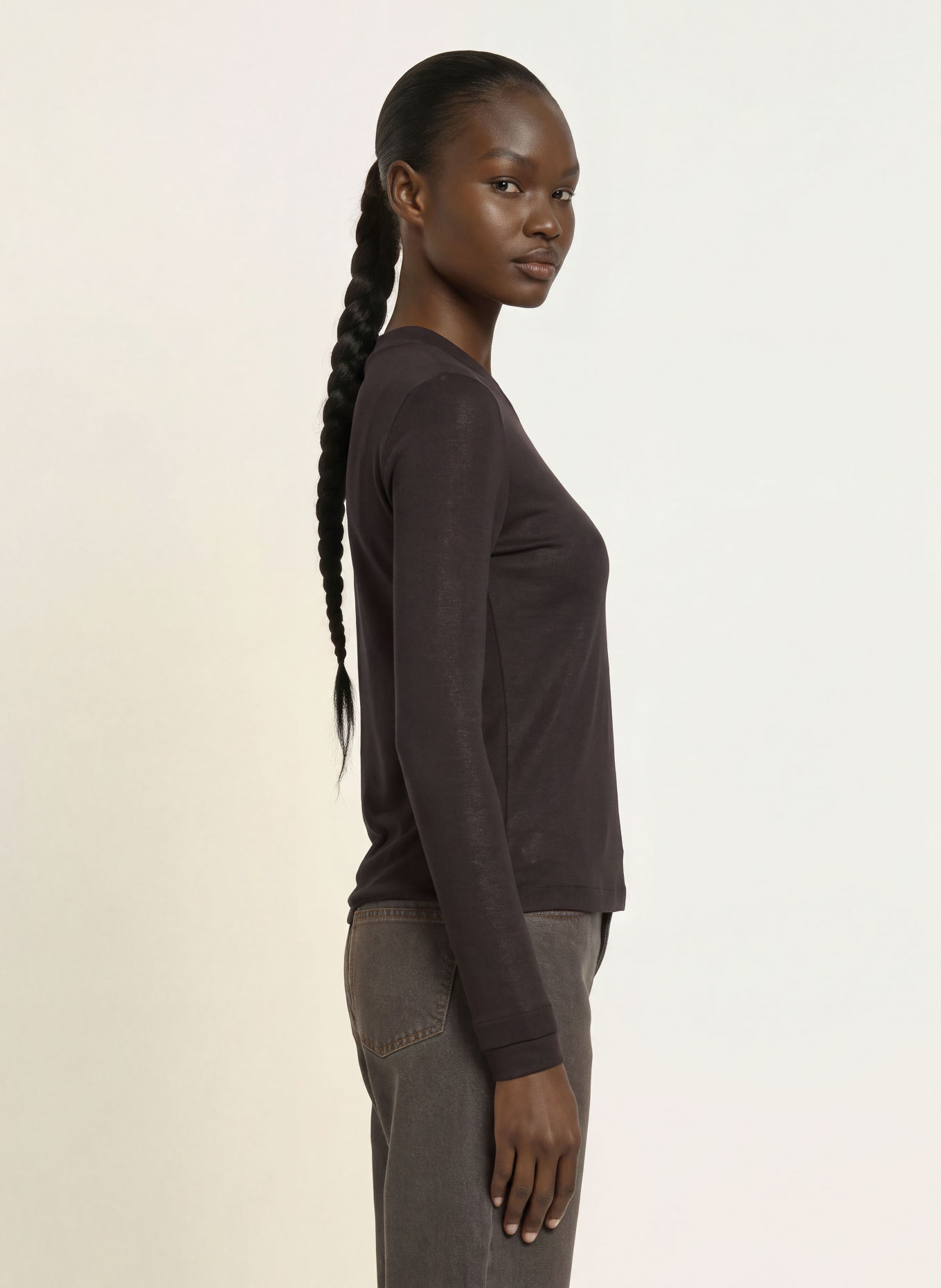 REISS Longsleeve BRODY: MARRON FONCÉ