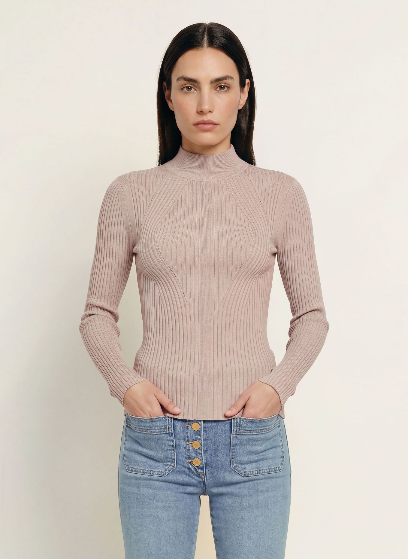 REISS Tricou cu mâneci lungi NANCY: BEJ