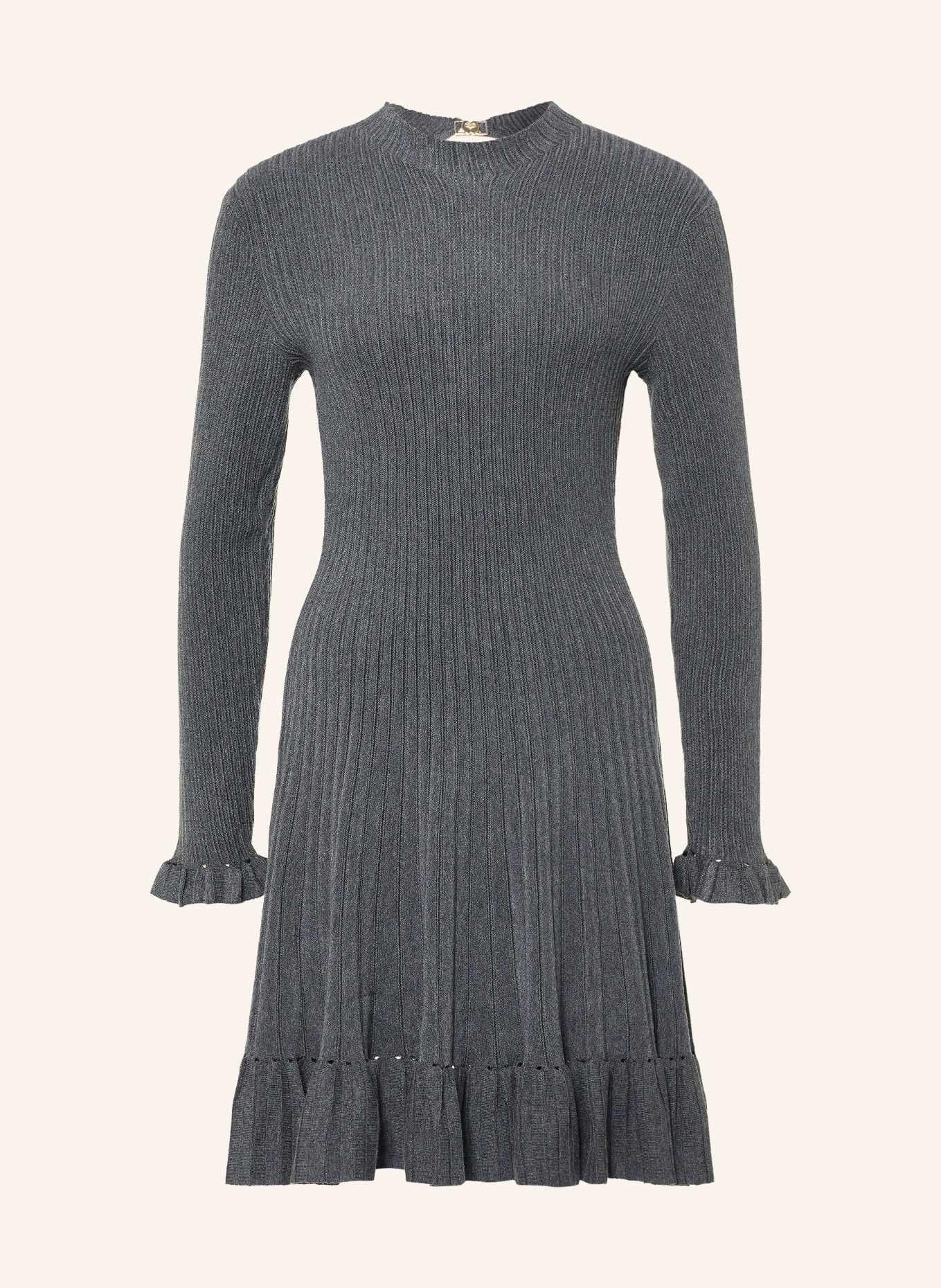 maje Strickkleid mit Volants: DUNKELGRAU