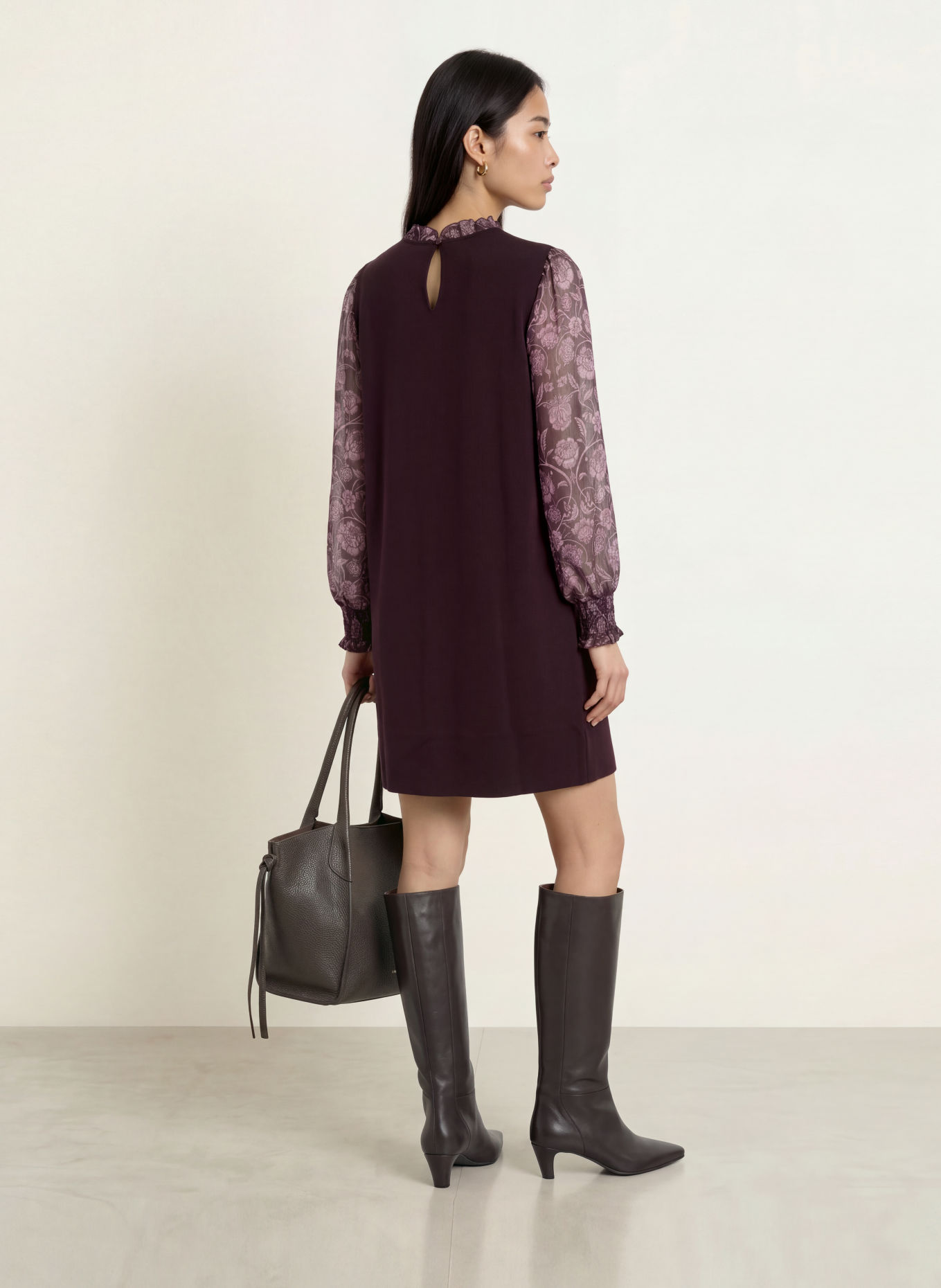 Phase Eight Robe en maille GISELLE dans un mélange de matières: LILAS FONCÉ / ROSÉ