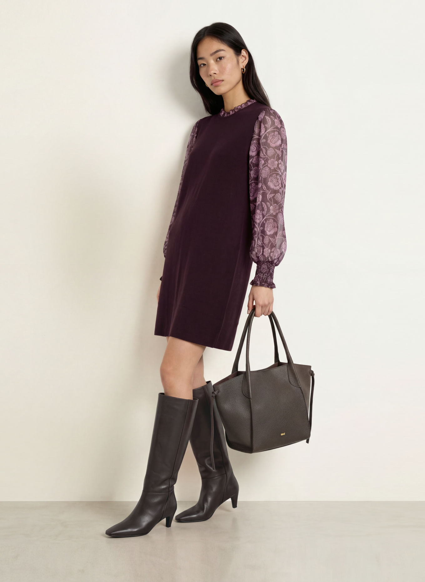 Phase Eight Robe en maille GISELLE dans un mélange de matières: LILAS FONCÉ / ROSÉ