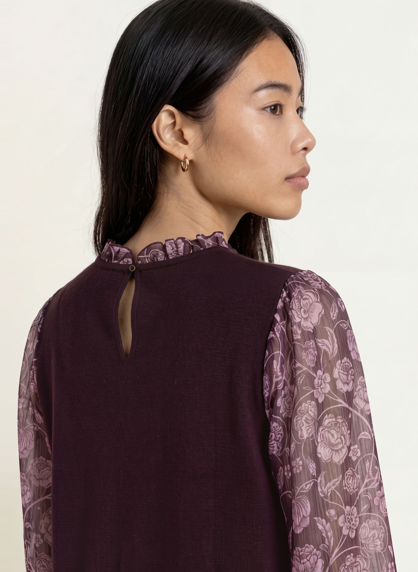 Phase Eight Robe en maille GISELLE dans un mélange de matières: LILAS FONCÉ / ROSÉ