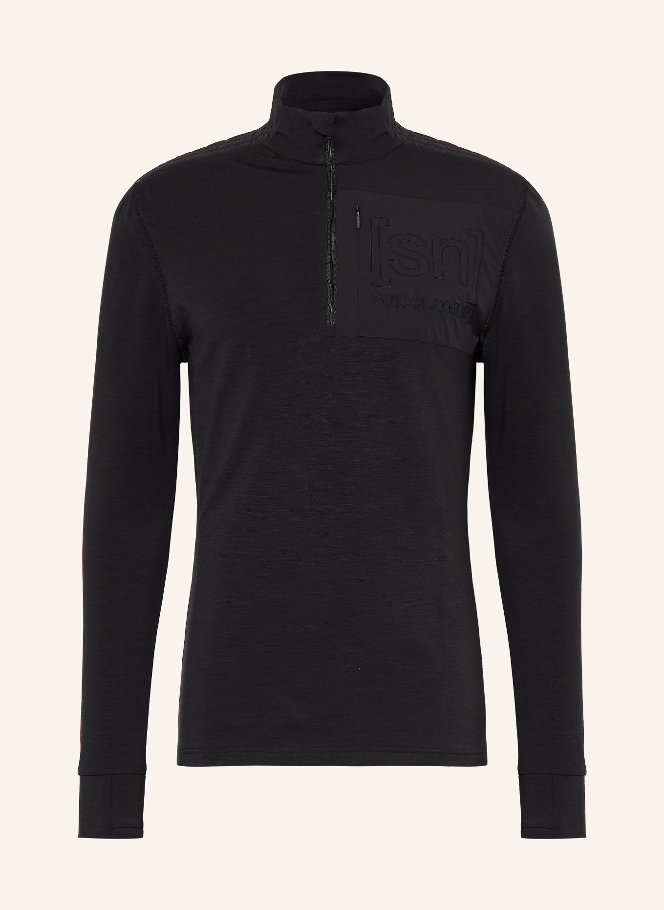 super.natural Mellanlager SHOULDER GUARD med merinoull: SVART