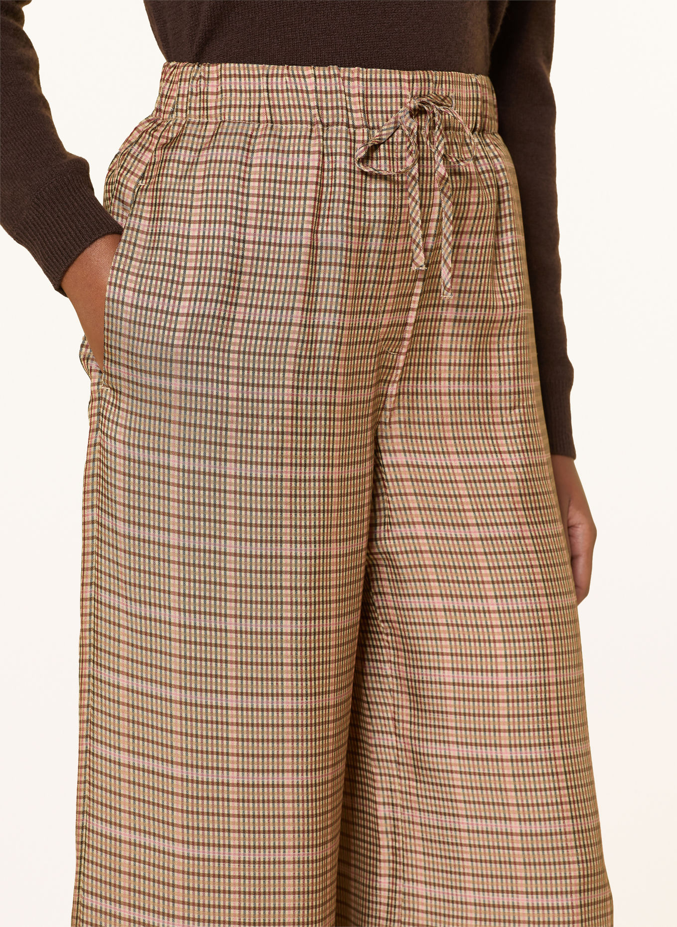 REISS Marlenehose MINNIE: BEIGE / DUNKELROT / DUNKELBLAU