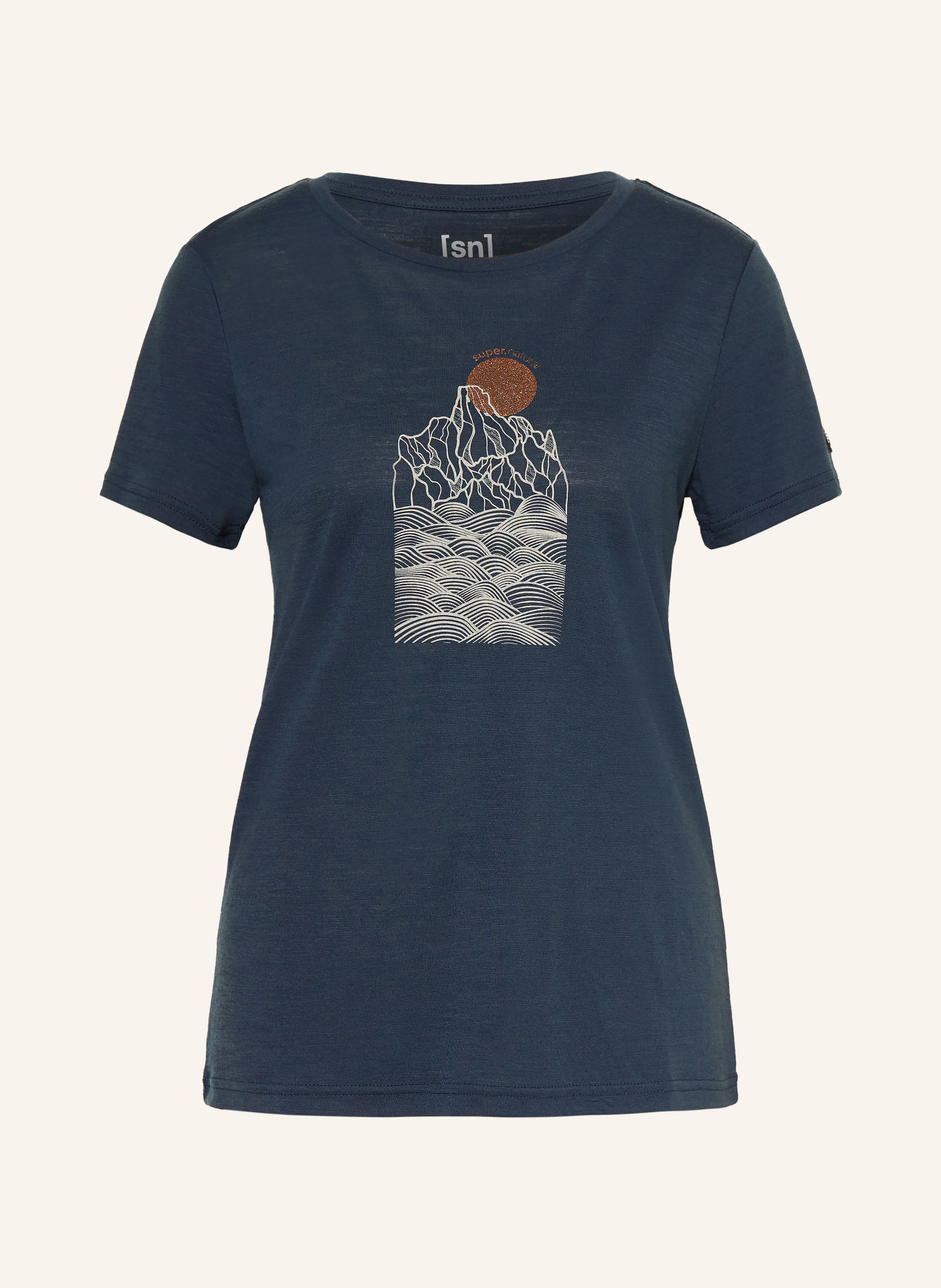super.natural PREIKESTOLEN CLIFFS Functional shirt with Merino Wool: DARK BLUE / BROWN / LIGHT GRAY