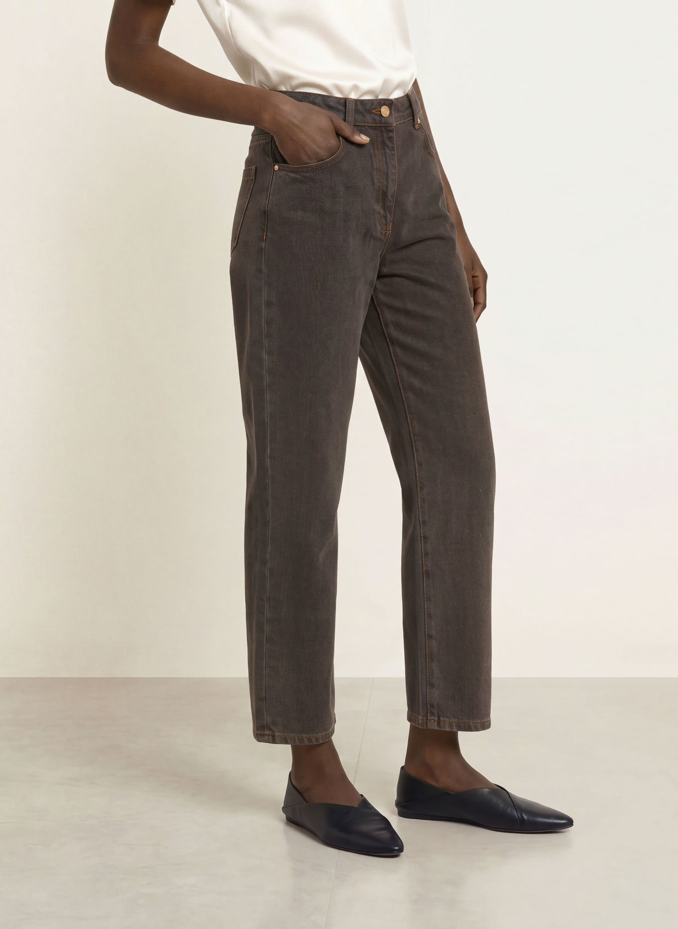 REISS Rovné džíny SELIN: 04 MUSHROOM BROWN