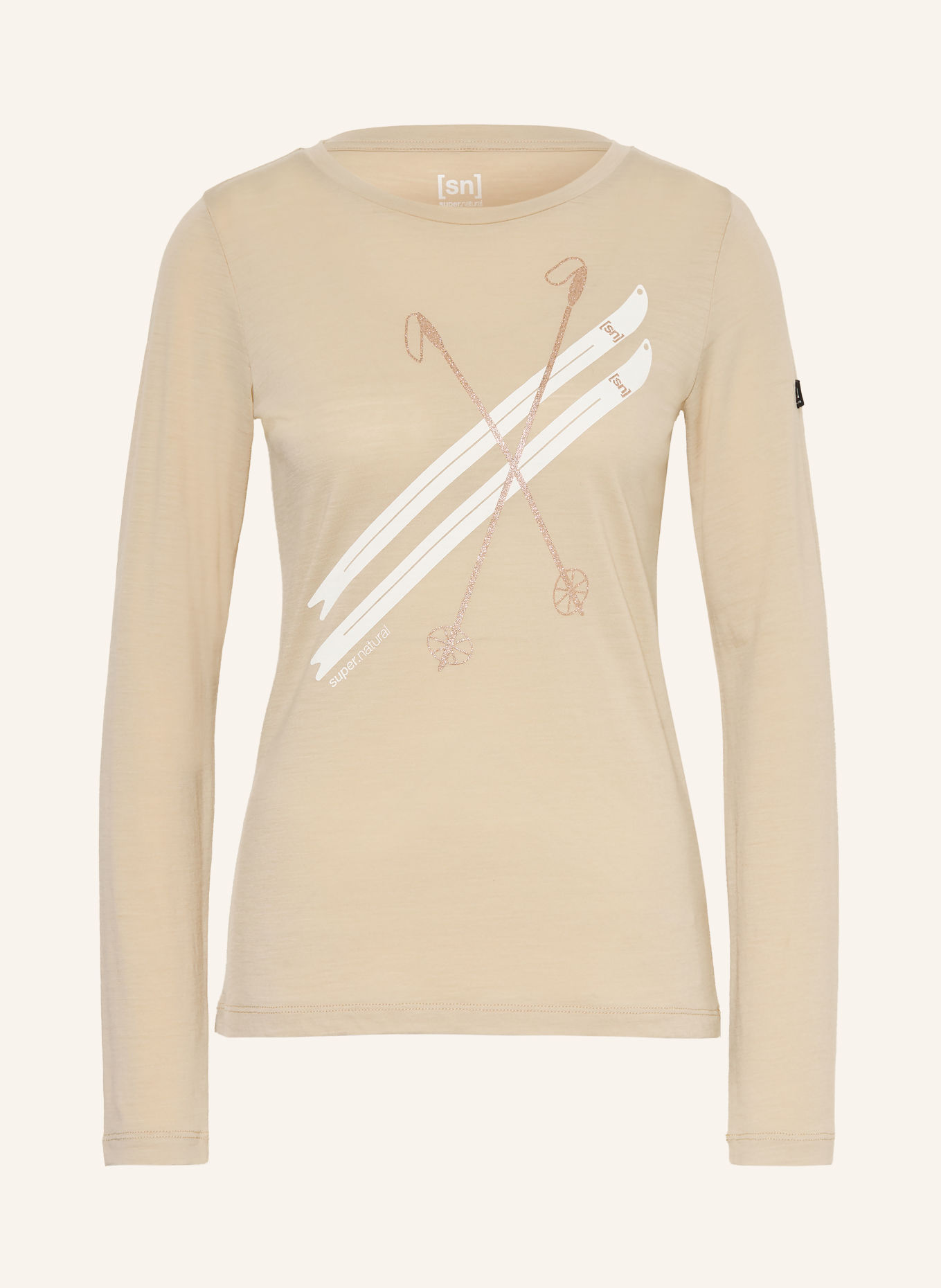super.natural Longsleeve KRYSSEDE: BEIGE