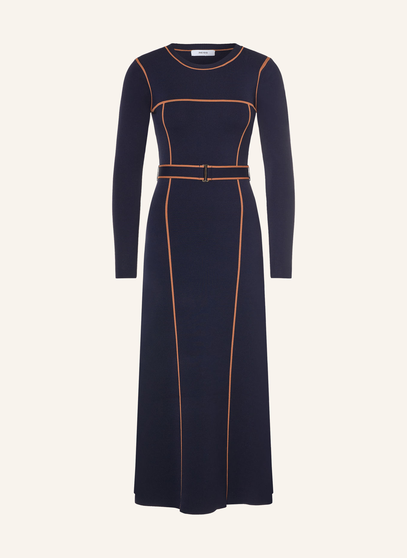 REISS Strickkleid ETTA: DUNKELBLAU / CAMEL