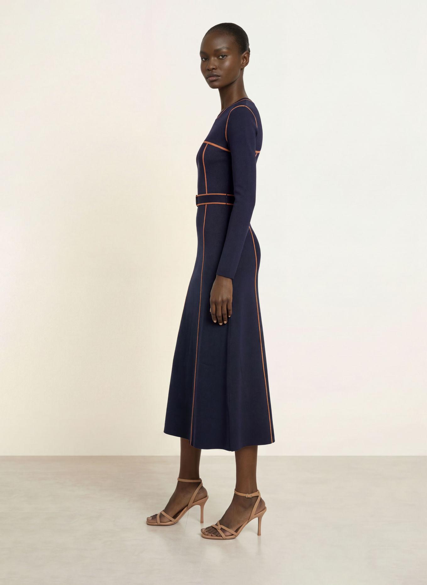 REISS Strickkleid ETTA: DUNKELBLAU / CAMEL