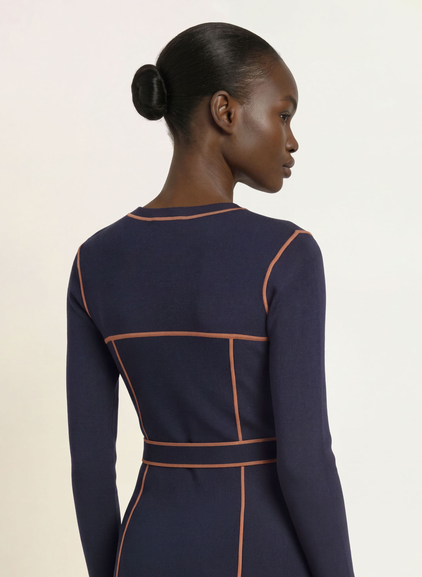REISS Strickkleid ETTA: DUNKELBLAU / CAMEL