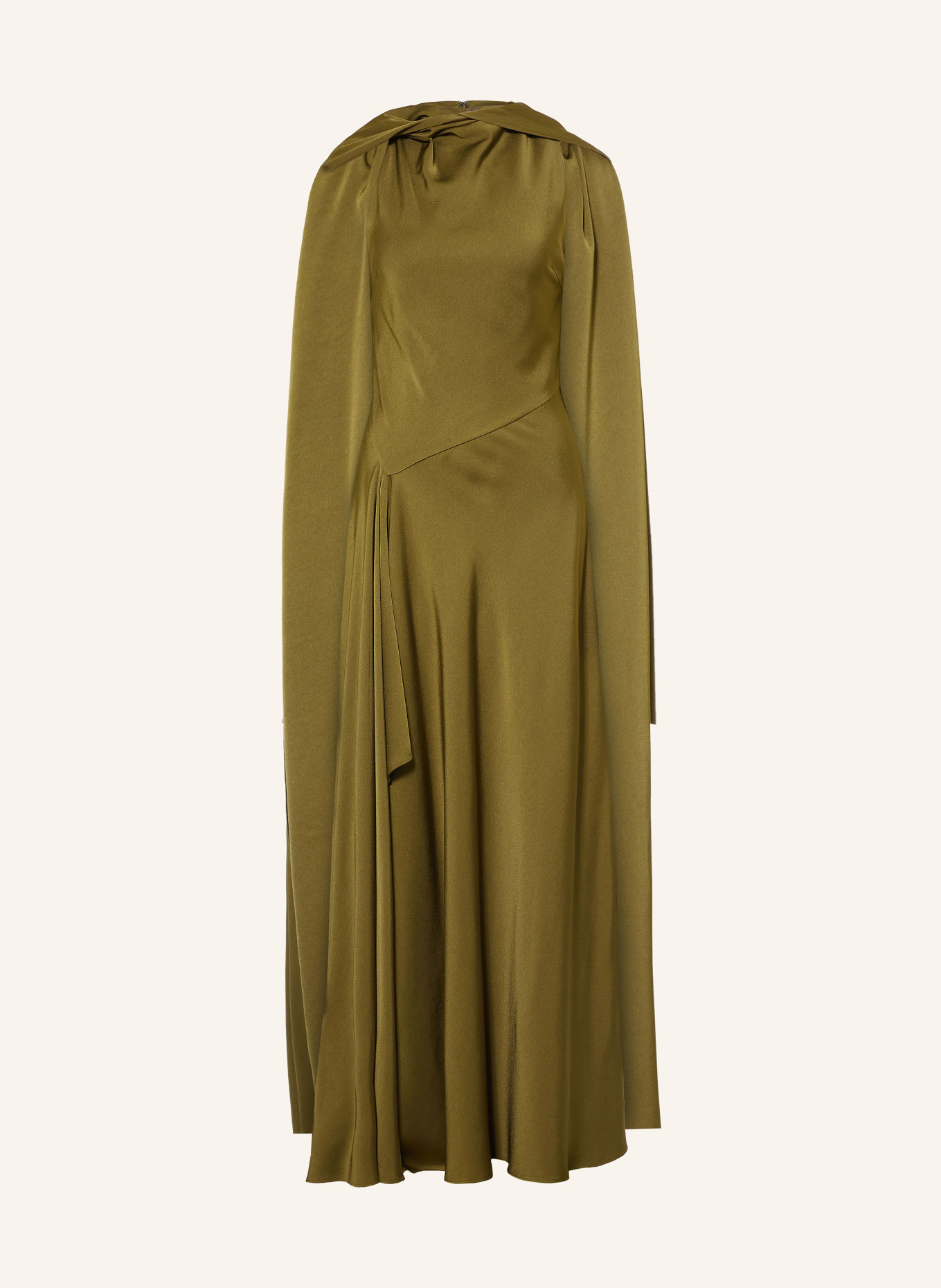 REISS SABINE satin evening dress: OLIVE