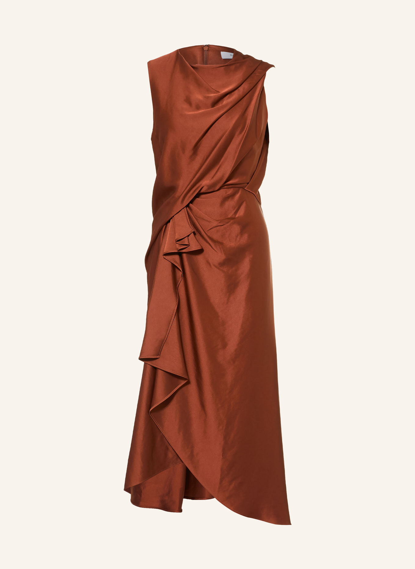 REISS Satinkleid MABEL mit Volants: DUNKELORANGE