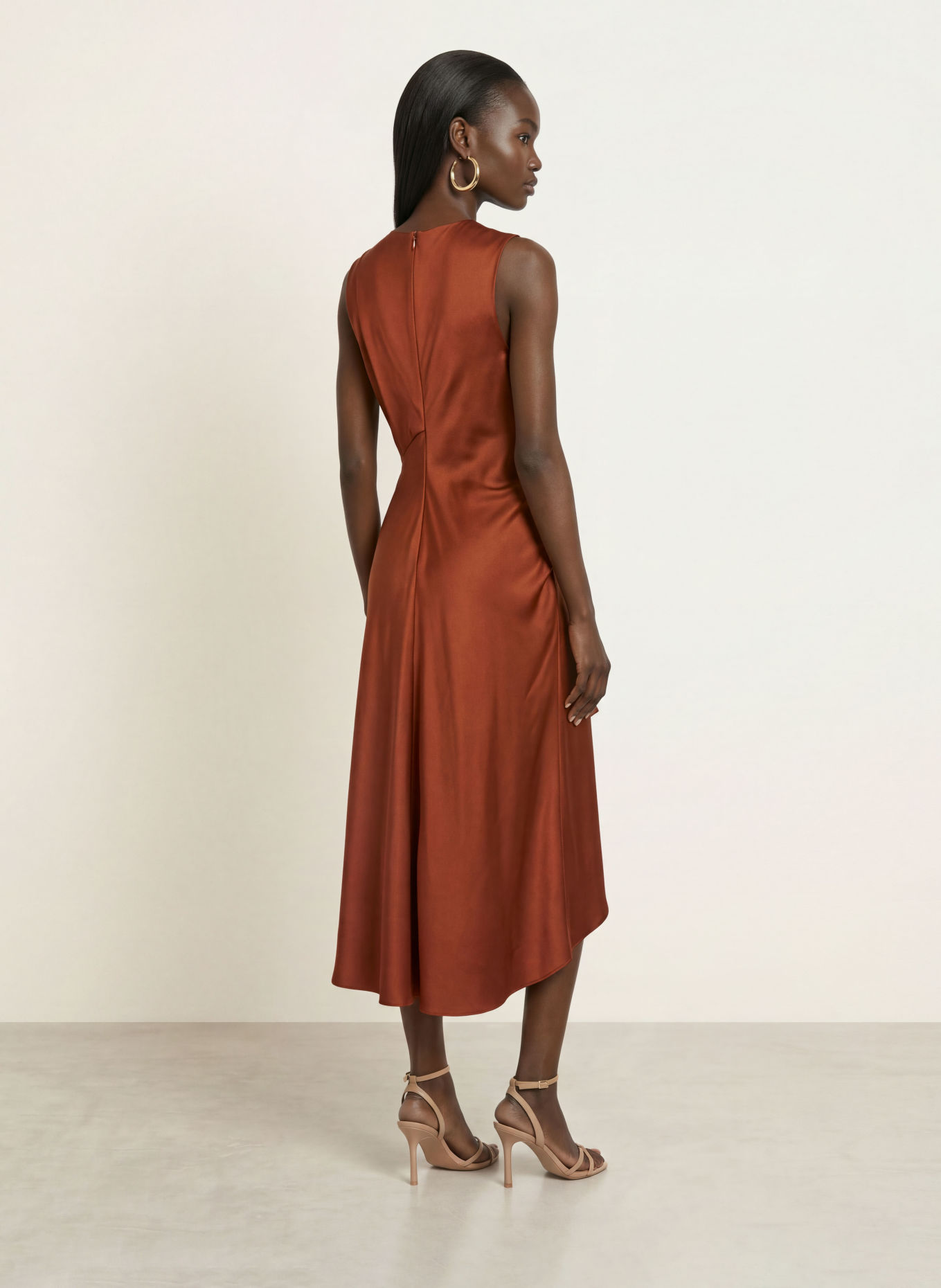 REISS Satinkleid MABEL mit Volants: DUNKELORANGE