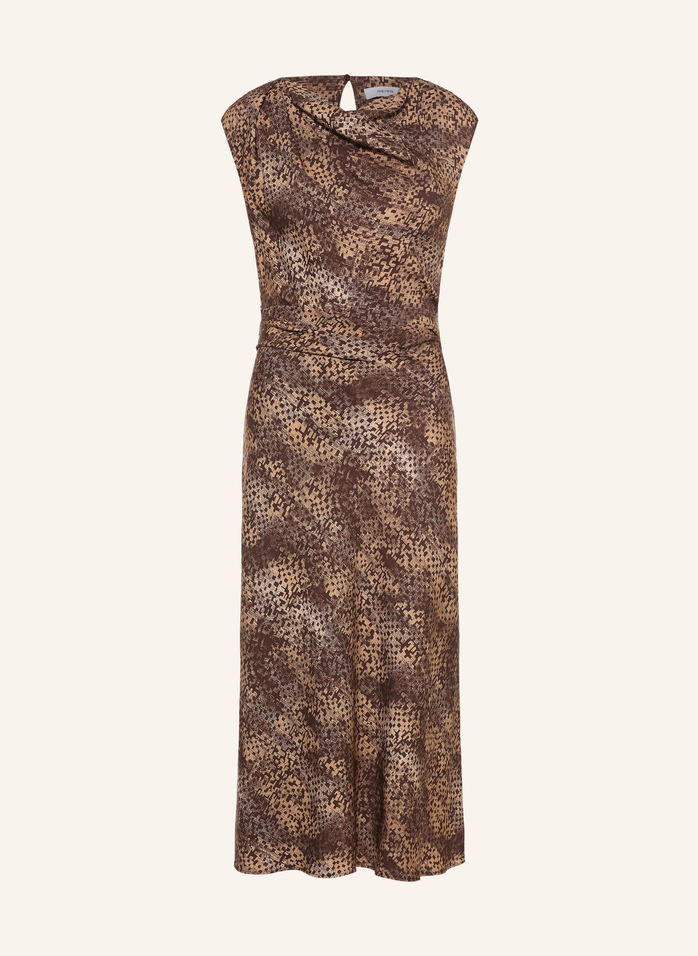 REISS Kleid CAMIE: DUNKELBRAUN / BEIGE
