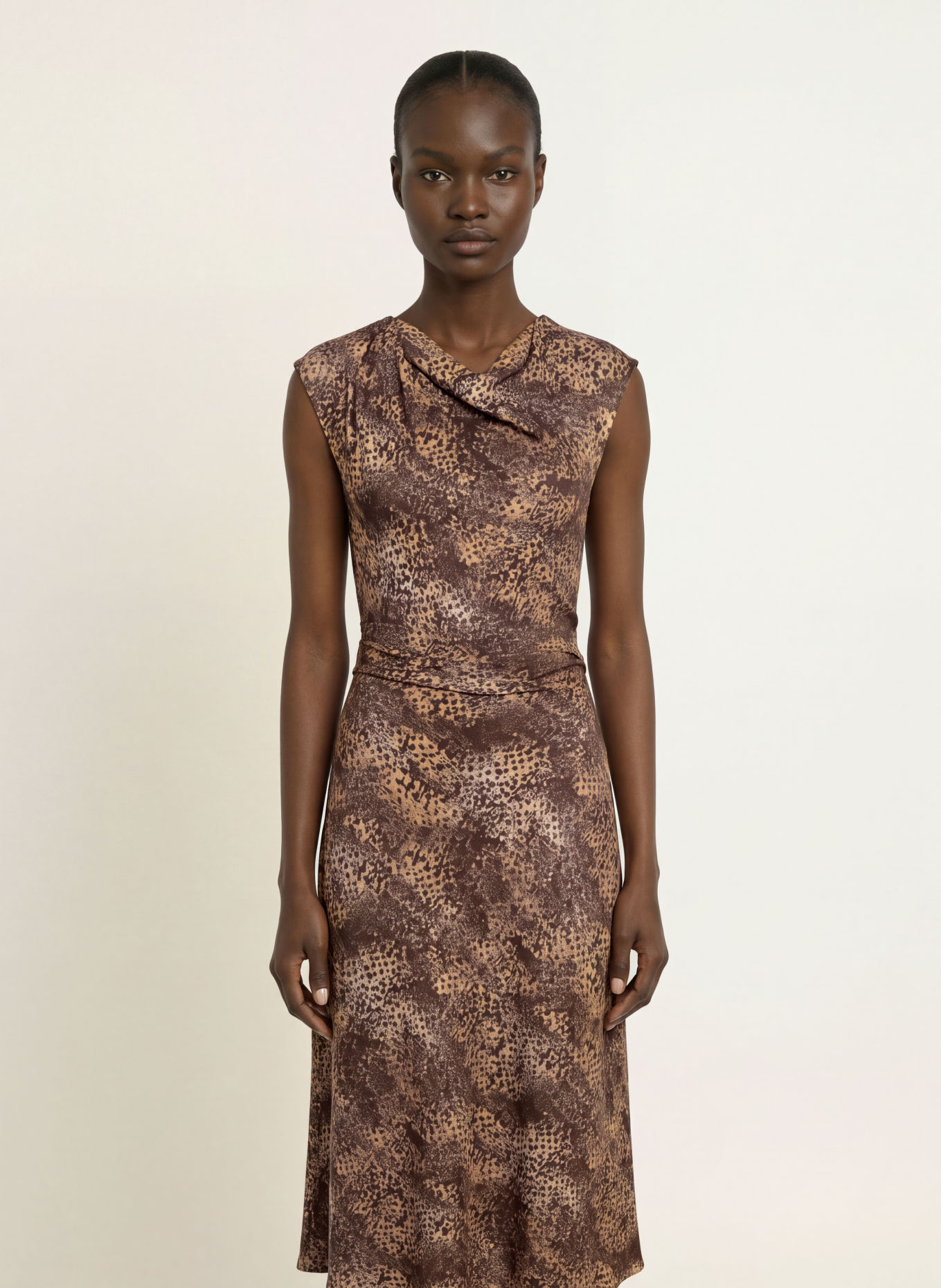 REISS Kleid CAMIE: DUNKELBRAUN / BEIGE