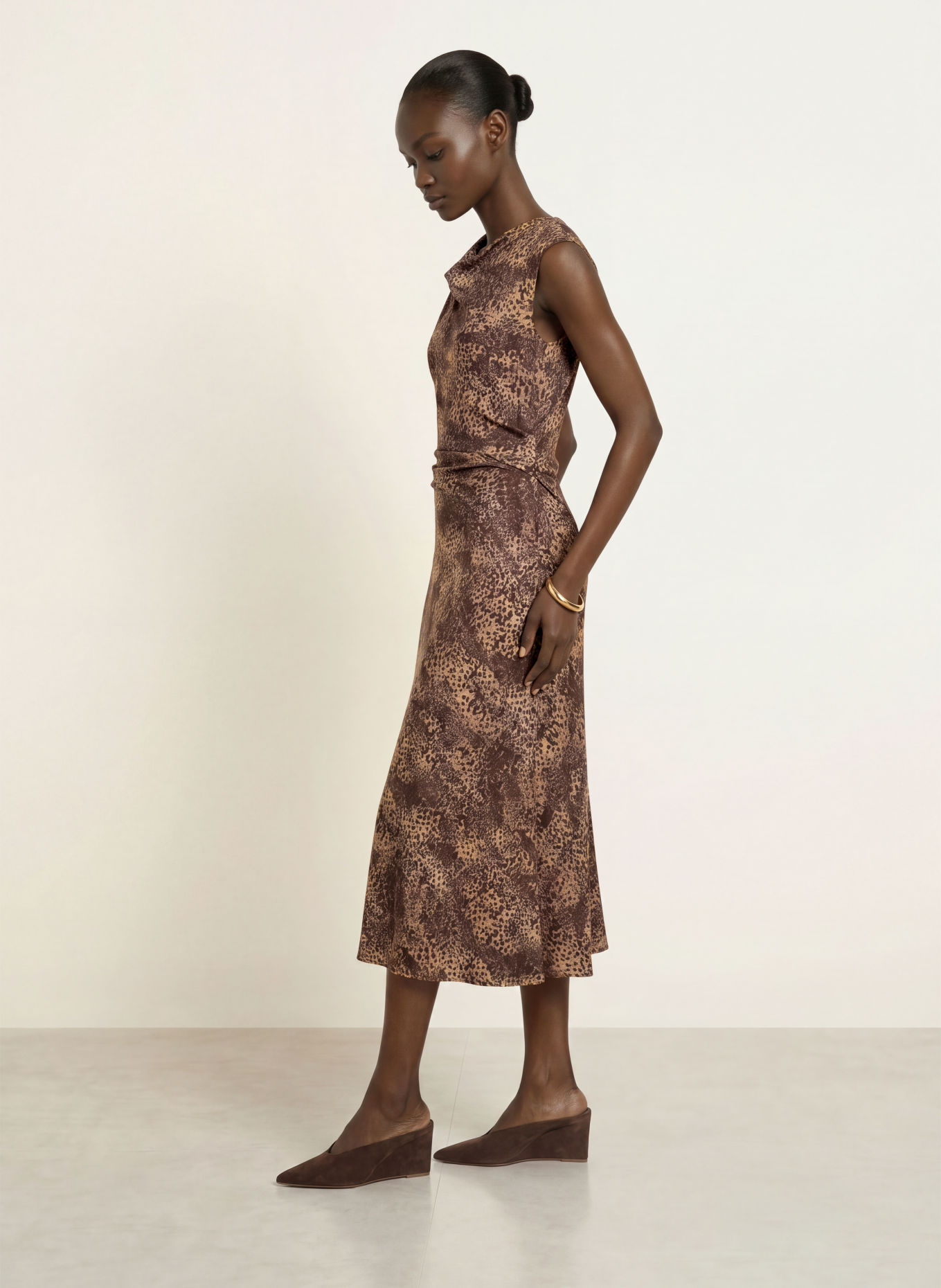 REISS Kleid CAMIE: DUNKELBRAUN / BEIGE