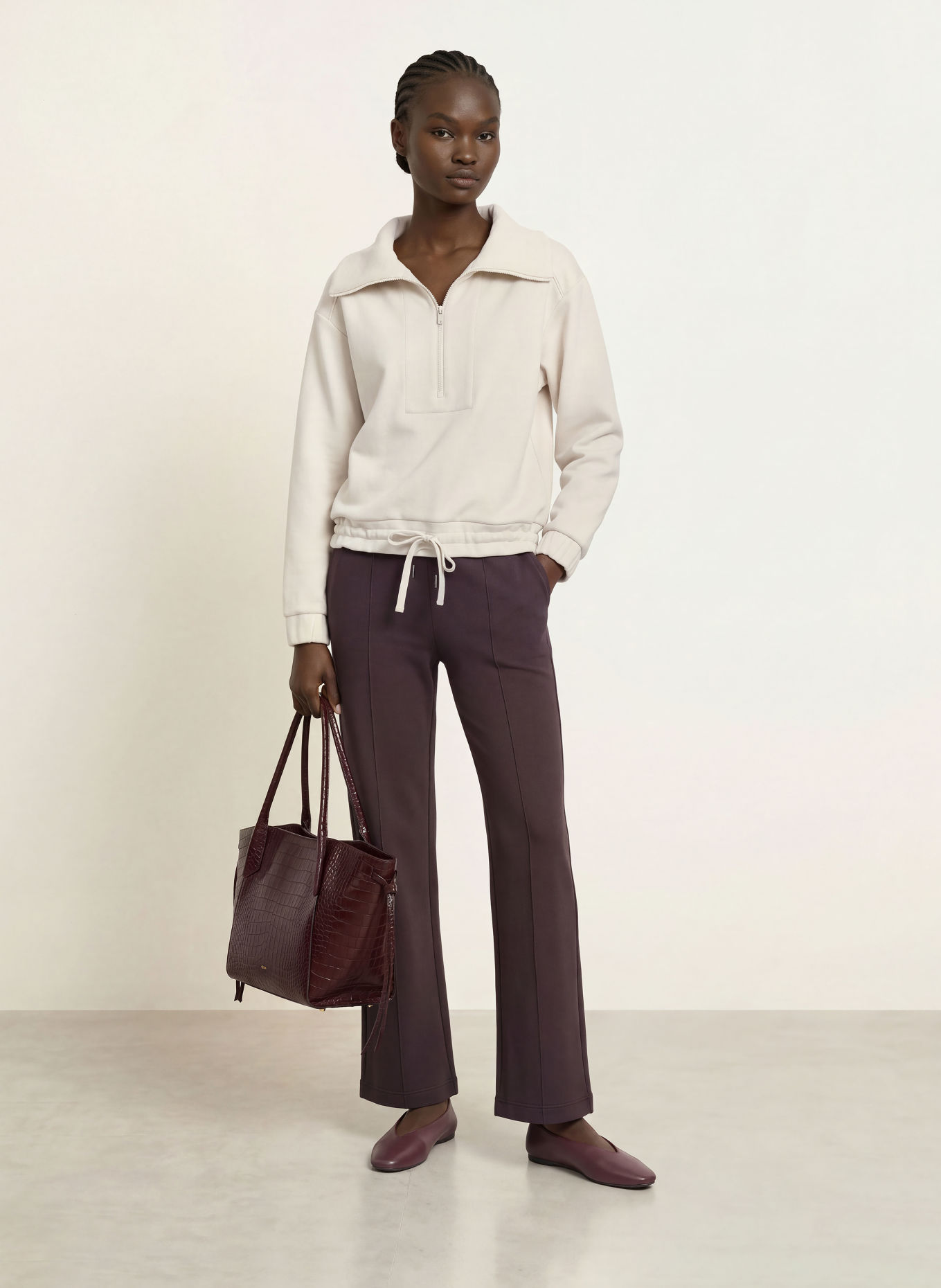 REISS Sweater met halve rits LAYLA: CRÈME