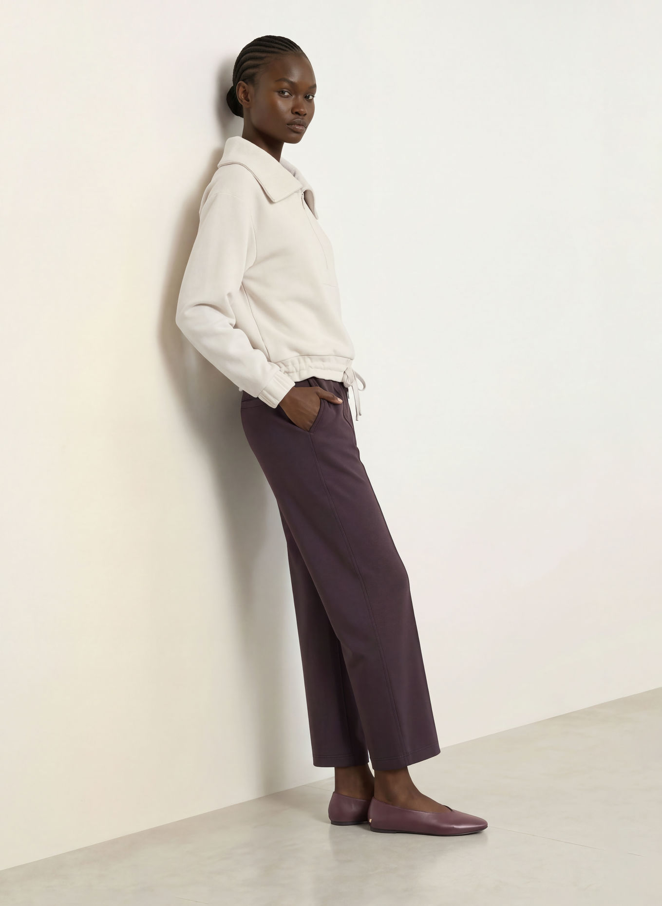 REISS Sweater met halve rits LAYLA: CRÈME