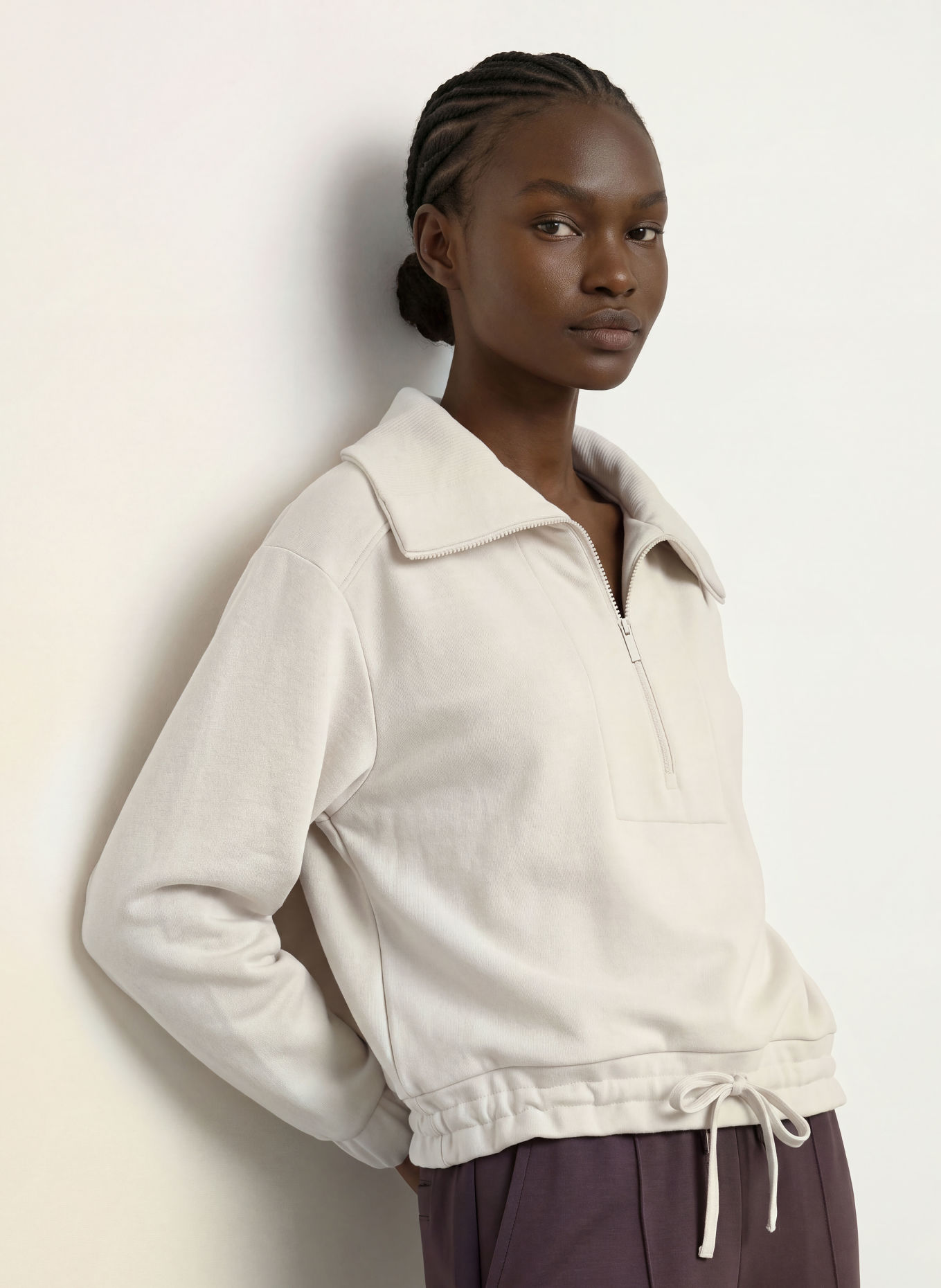 REISS Sweater met halve rits LAYLA: CRÈME
