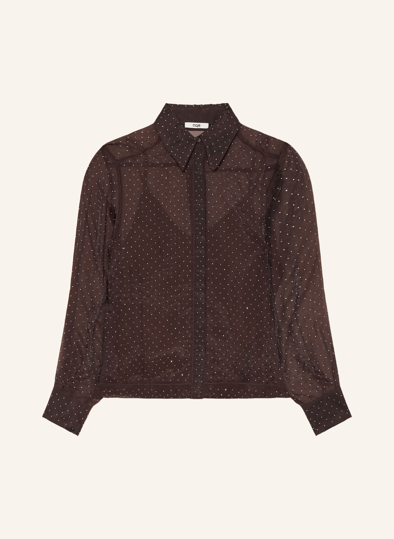 maje Hemdbluse mit Schmucksteinen: DUNKELBRAUN