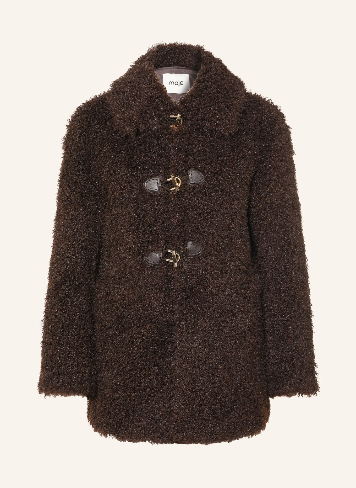 maje Kunstfell-Jacke: DUNKELBRAUN / GOLD