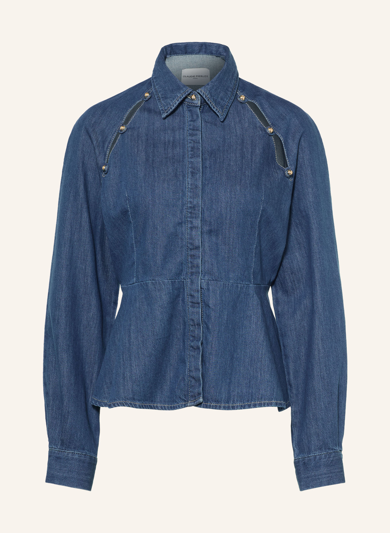 CLAUDIE PIERLOT Jeansbluse mit Cut-outs: DUNKELBLAU