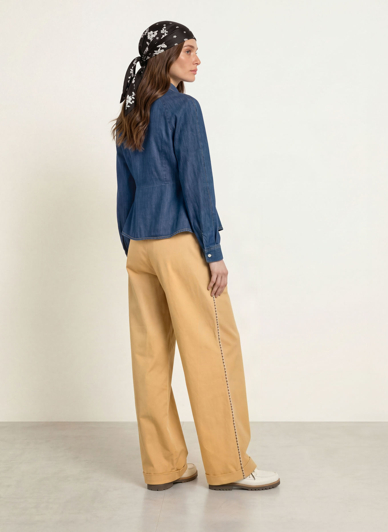 CLAUDIE PIERLOT Jeansbluse mit Cut-outs: DUNKELBLAU