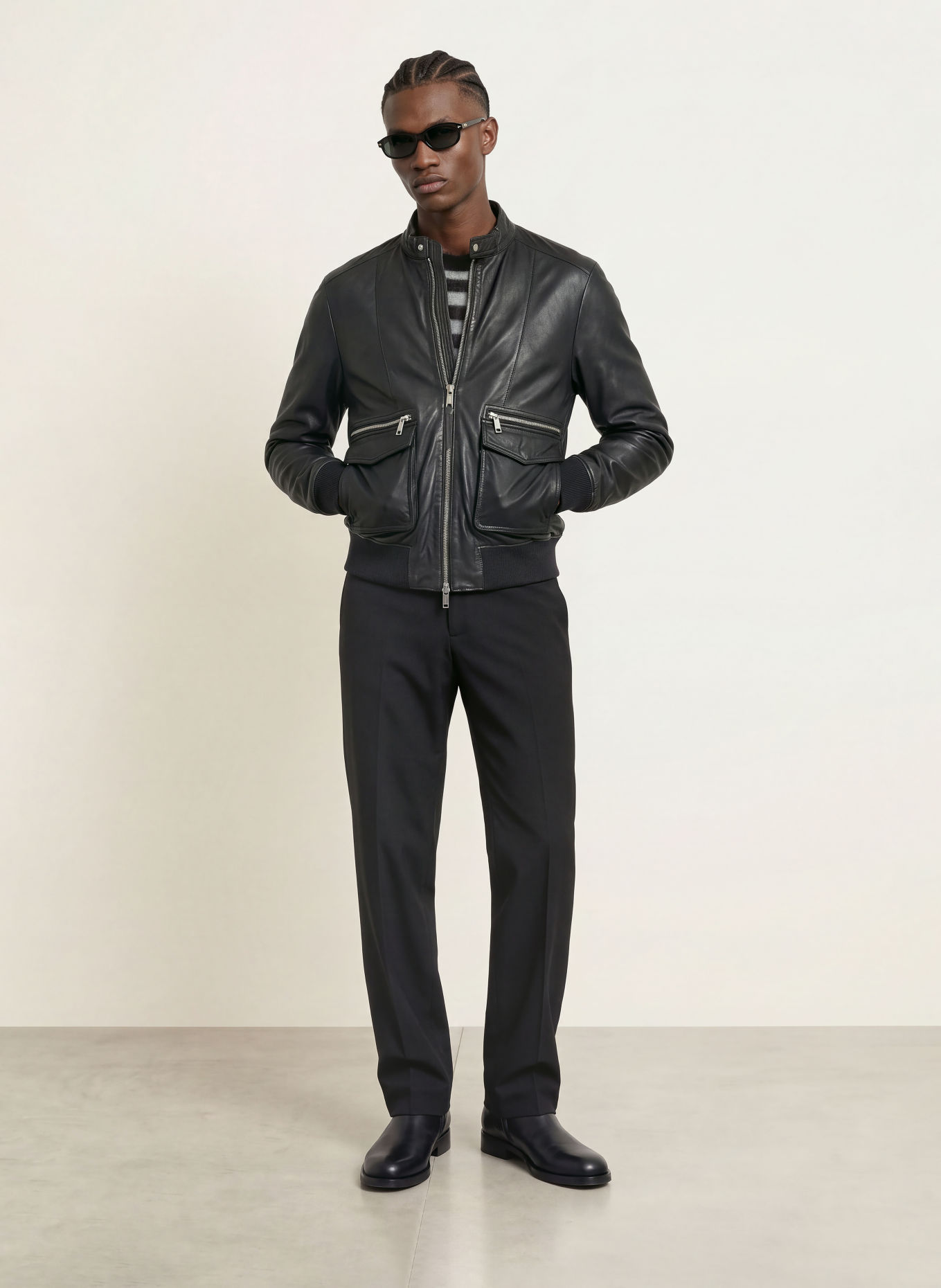 ALLSAINTS Lederjacke HIRO: SCHWARZ