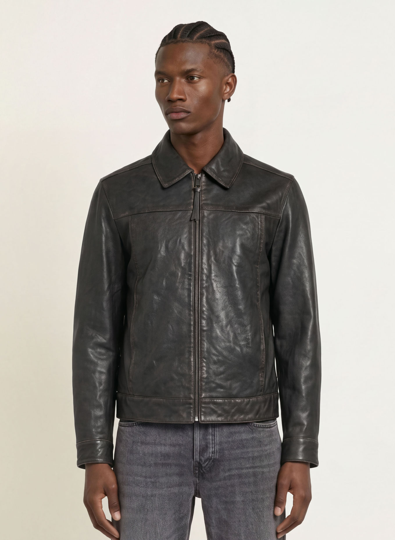 ALLSAINTS Lederjacke OAKLAND: DUNKELBRAUN