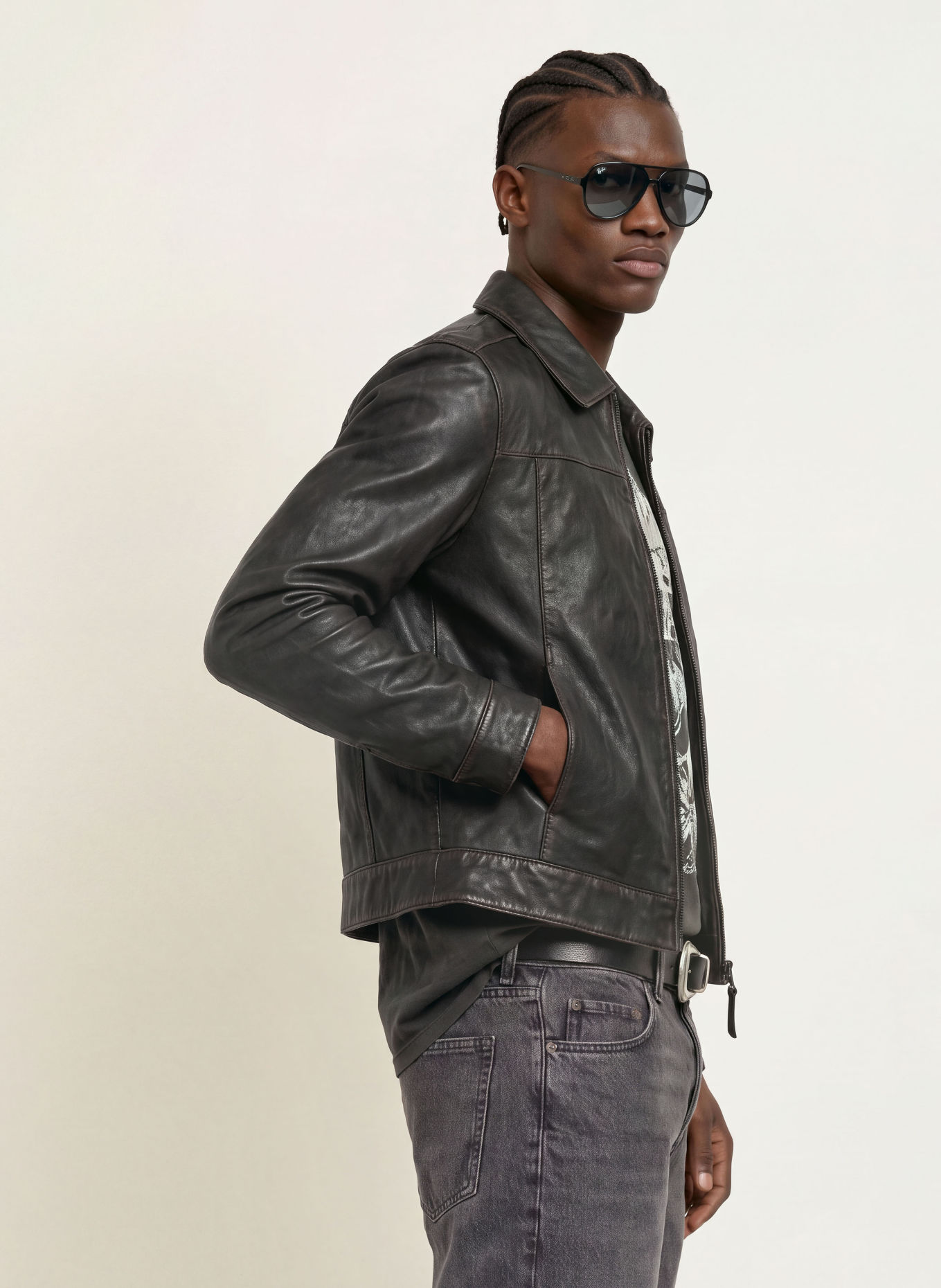 ALLSAINTS Lederjacke OAKLAND: DUNKELBRAUN
