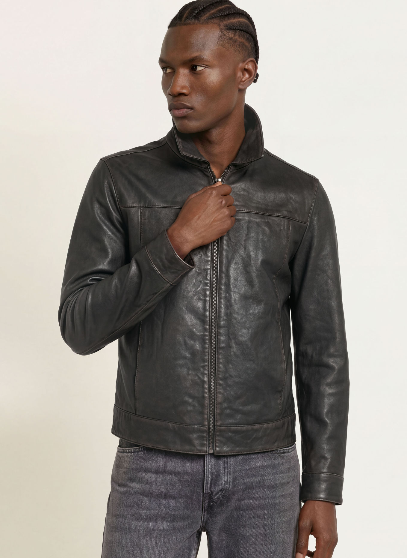 ALLSAINTS Lederjacke OAKLAND: DUNKELBRAUN