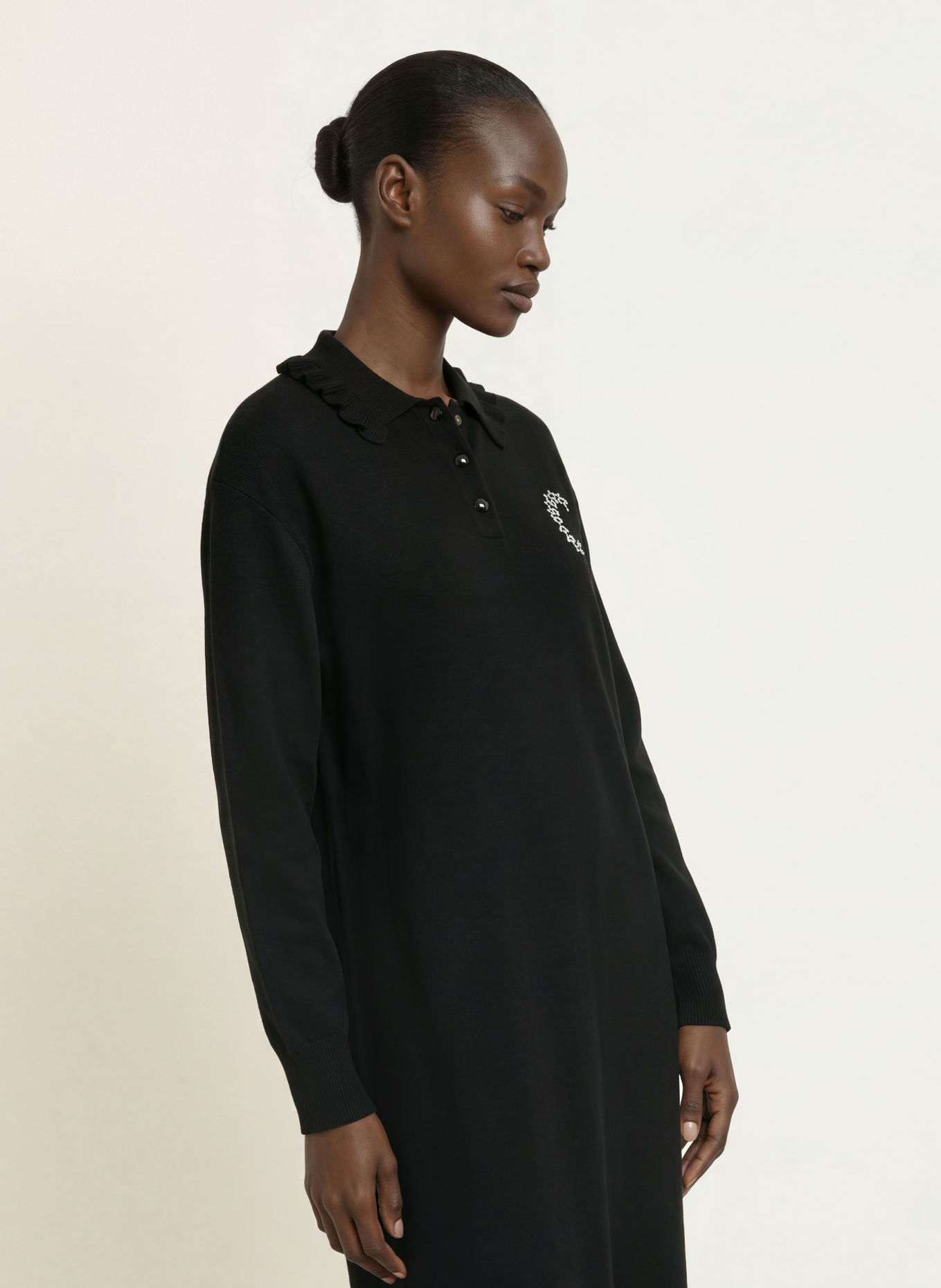 CLAUDIE PIERLOT Strickkleid im Materialmix: SCHWARZ / CREME